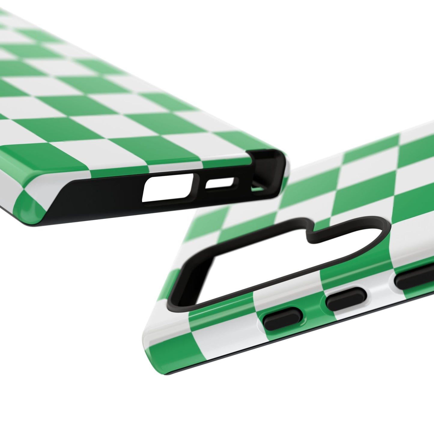 Green Checkered Phone Case, Phone Cases Samsung Galaxy S25, S25 Plus, S24, S24 Plus, S24 Ultra, S23, S22, S22 Plus, S21 Ultra, S21 FE, S20+