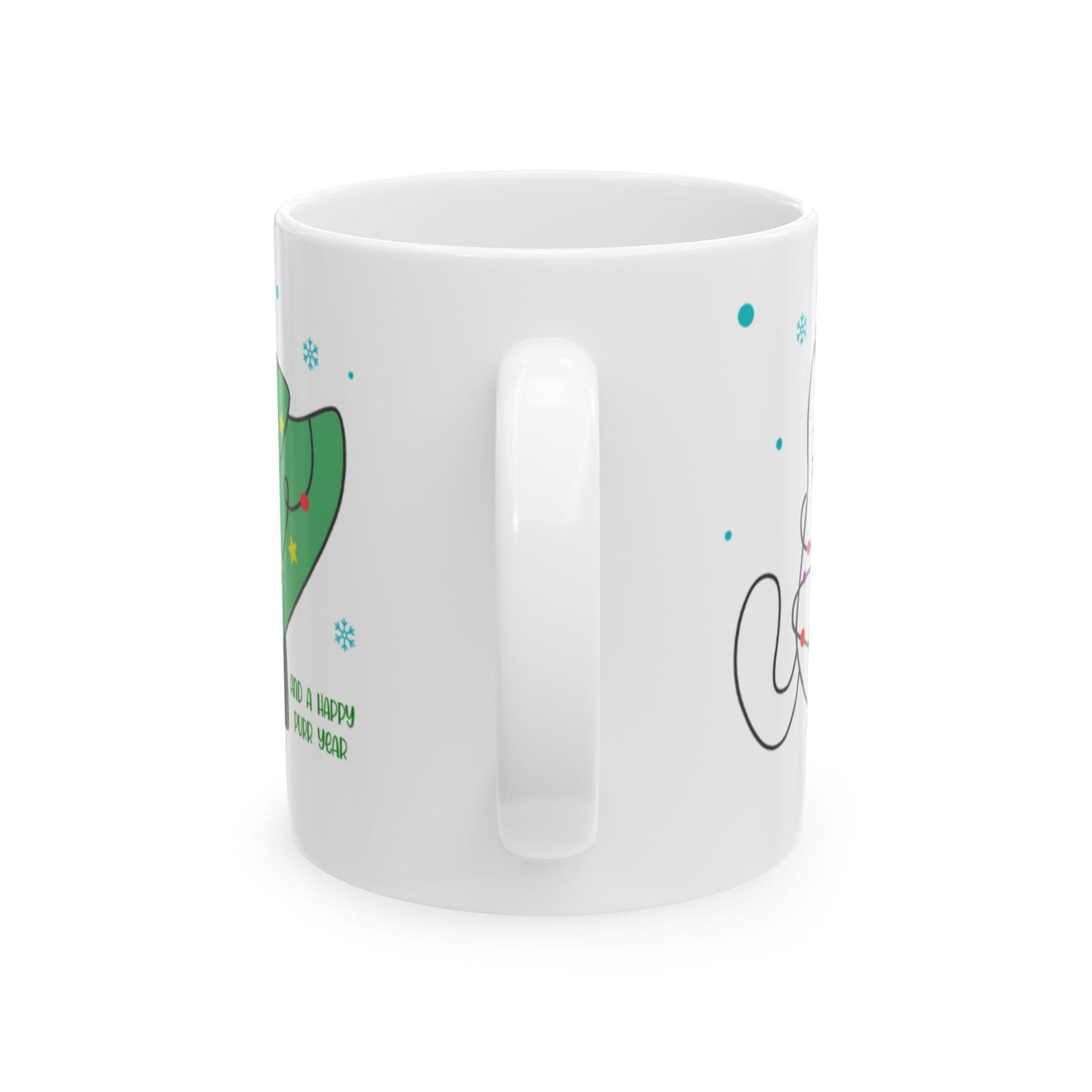 Personalized Meowy Christmas Ceramic Mug, Holiday Coffee Cup, Cute Cat Design, Festive Drinkware, Christmas Day Gift, Gift for Her