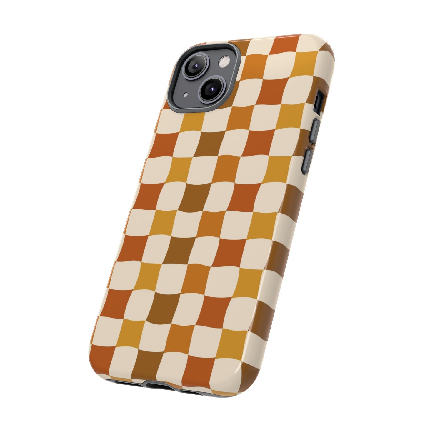 Boho Checked Phone Case, Checkerboard Design, Durable Protection, Phone Cover, Phone case For iPhone and Samsung, Trendy Phone Cover