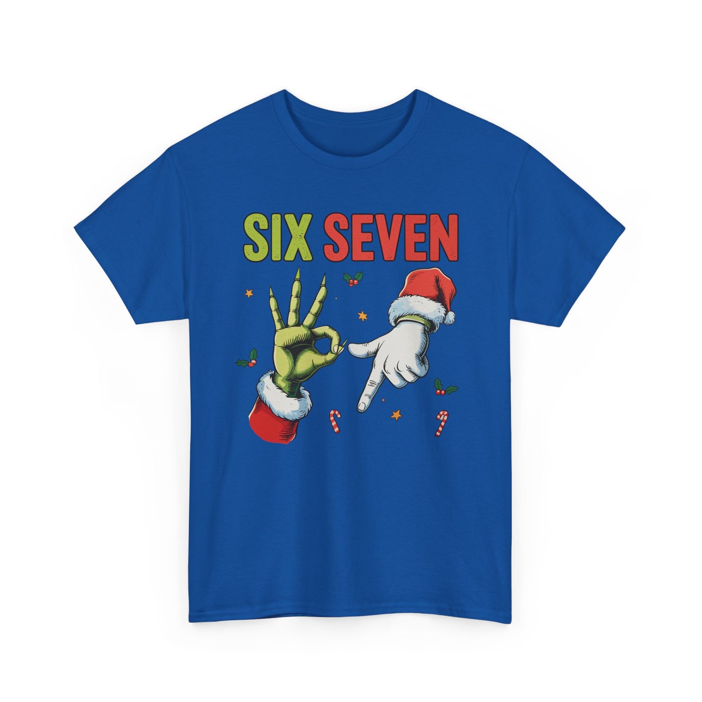 Funny "Six Seven" Christmas Shirt  Grinch Hand & Santa Hand Graphic Tee | Holiday Humor T-Shirt | Unisex Christmas Gift for Men Women