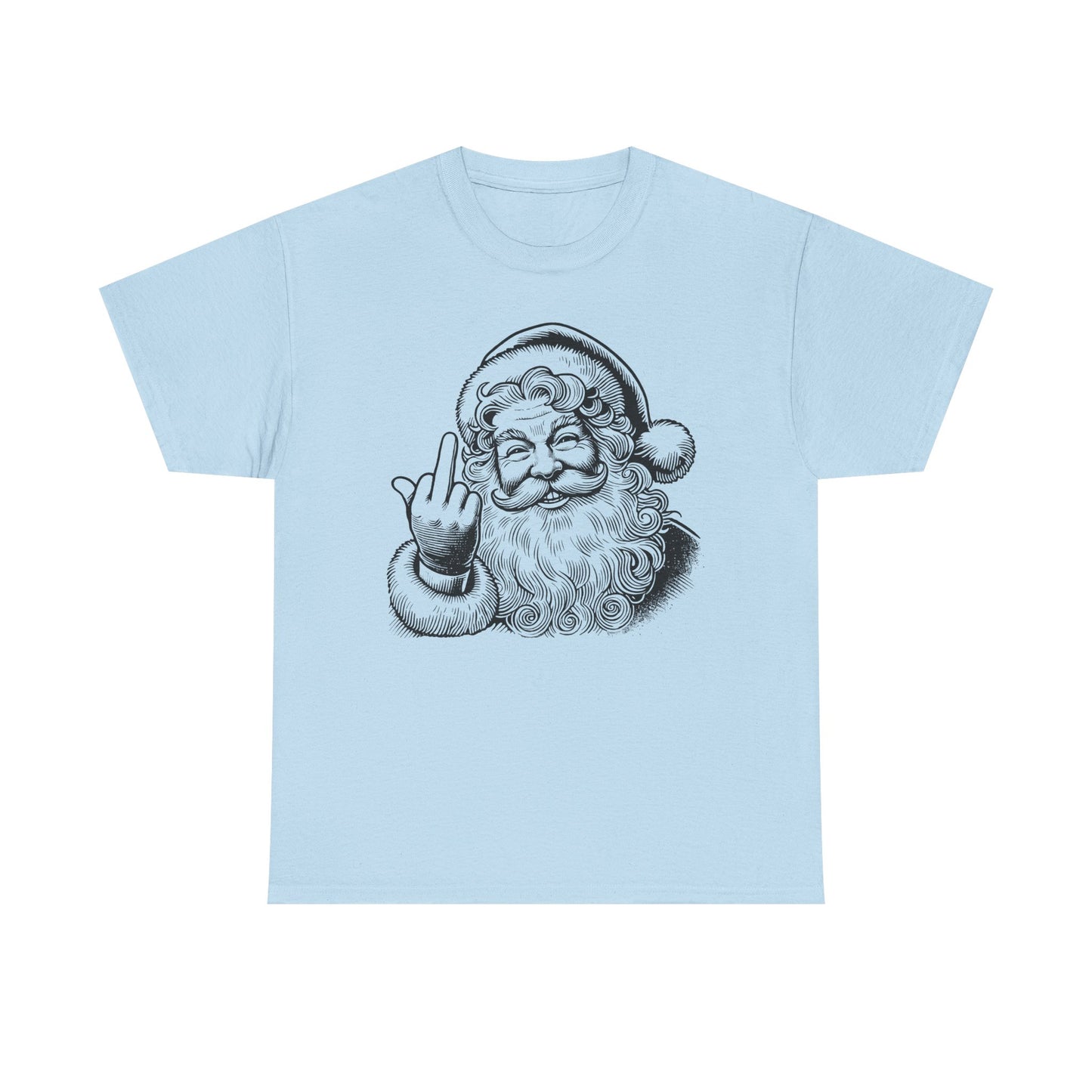 Funny Santa Heavy Cotton Tee, Christmas T-Shirt, Holiday Humor Top, Grumpy Santa Gift, Unisex Graphic Tee - Festive Santa Shirt, Christmas