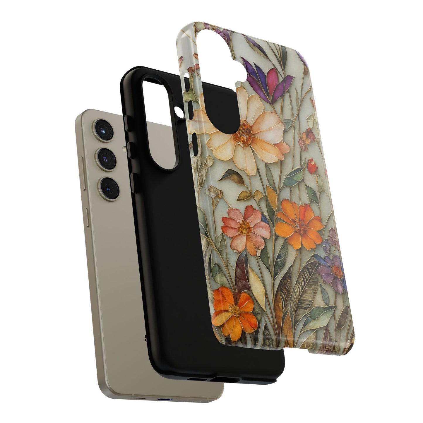 Phone case For iPhone & Samsung, Wildflower Mosaic MagSafe iPhone Case: Botanical Floral Design iPhone