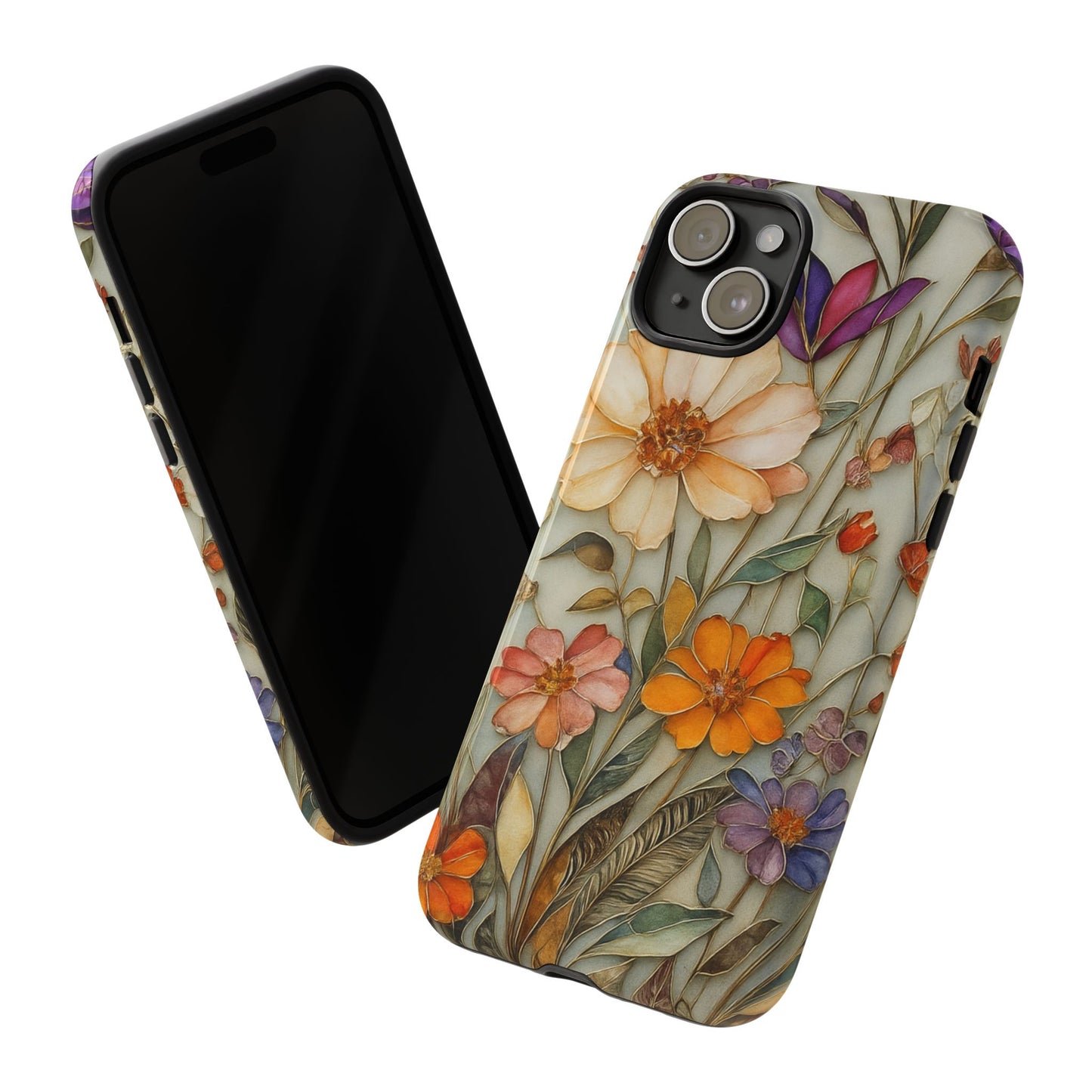 Phone case For iPhone & Samsung, Wildflower Mosaic MagSafe iPhone Case: Botanical Floral Design iPhone