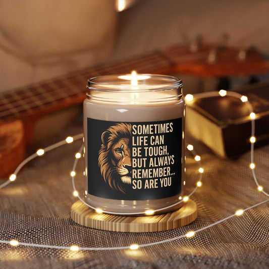 Inspirational Scented Candle, Soy Wax Candle with Lion Design, Relaxation Home Décor, Thoughtful Gift for Friends