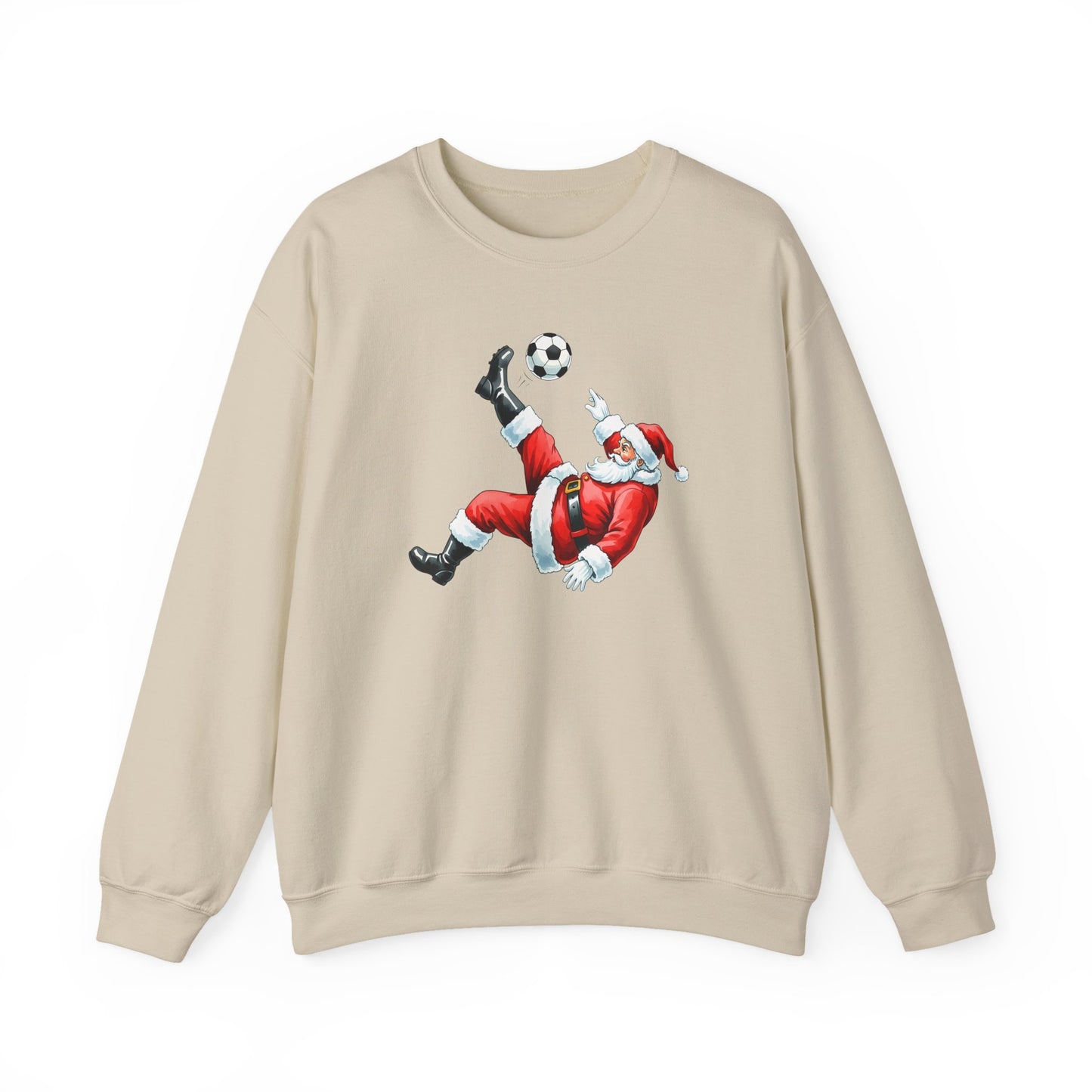 Festive Santa Soccer Crewneck Sweatshirt, Christmas Apparel, Winter Fashion, Holiday Gifts, Sports Lover, Cute Santa Design