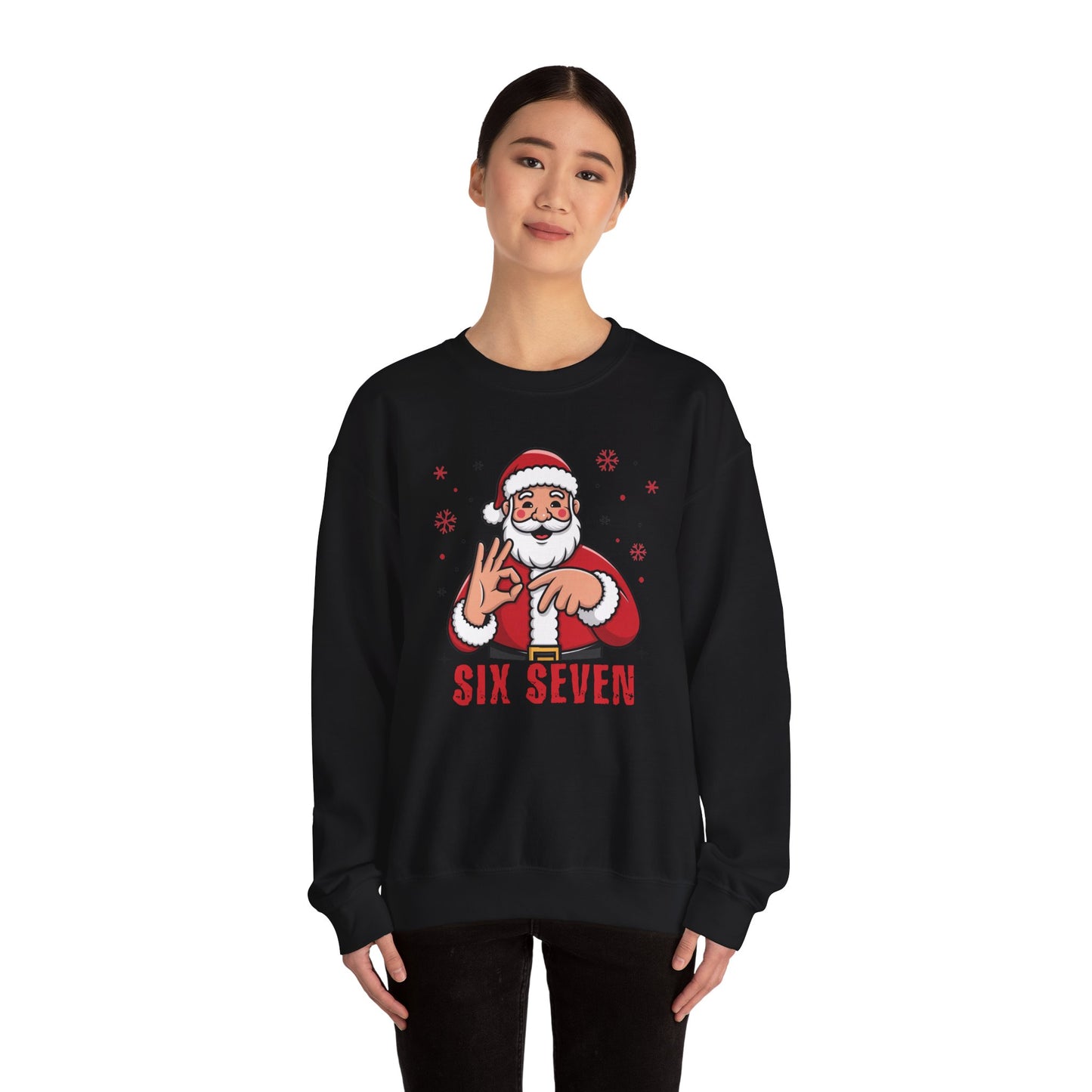 Six Seven Santa Funny Christmas Sweatshirt Cozy Holiday Crewneck for Men & Women | Santa Graphic Pullover | Warm Festive Gift for Friends