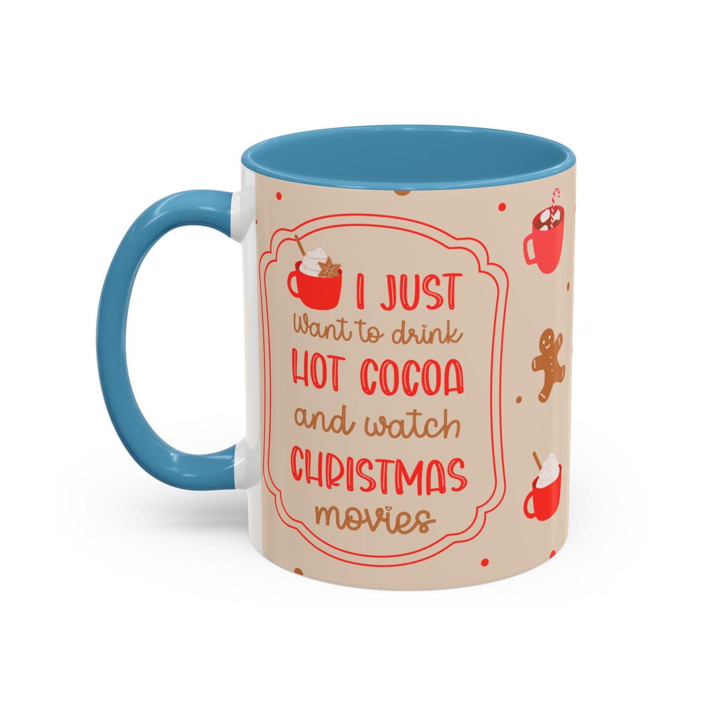 Festive Accent Coffee Mug, Holiday Gift, Hot Chocolate Lover, Christmas Decor, Winter Vibes, Cozy Mugs, Gift for her