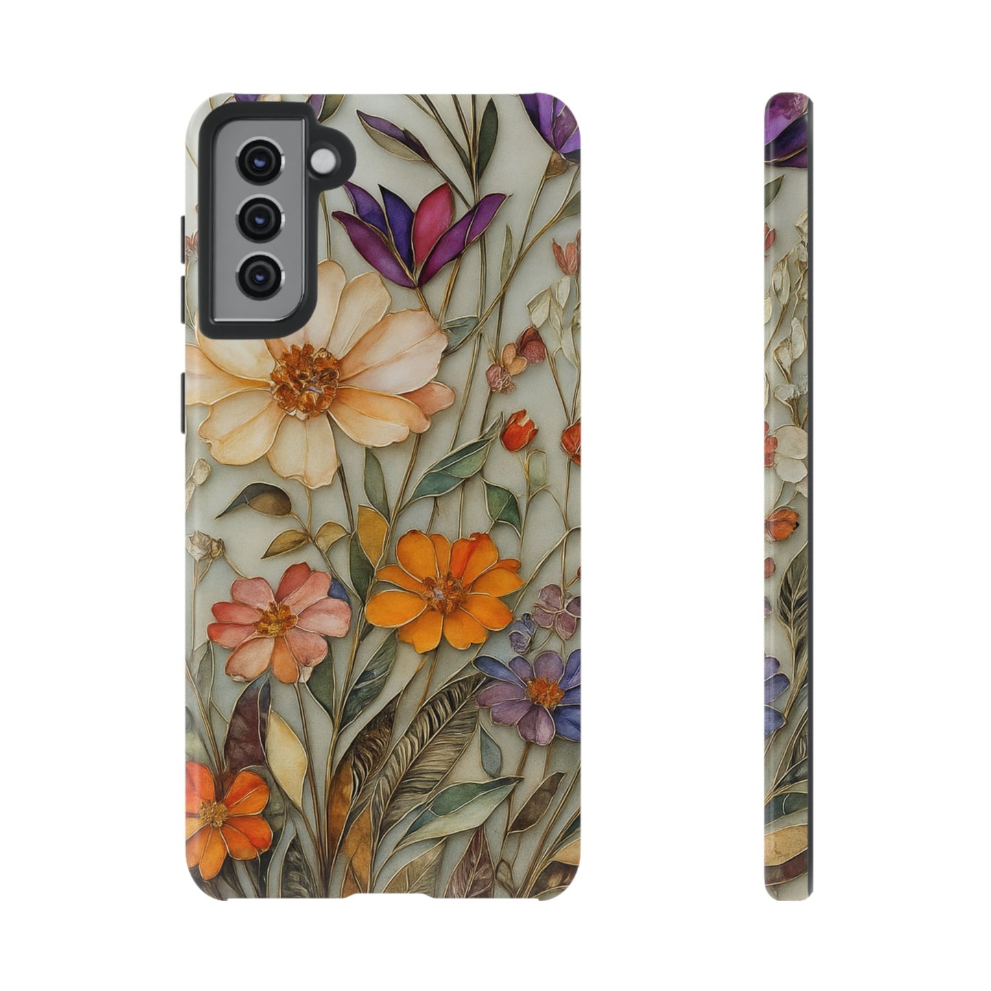 Phone case For iPhone & Samsung, Wildflower Mosaic MagSafe iPhone Case: Botanical Floral Design iPhone