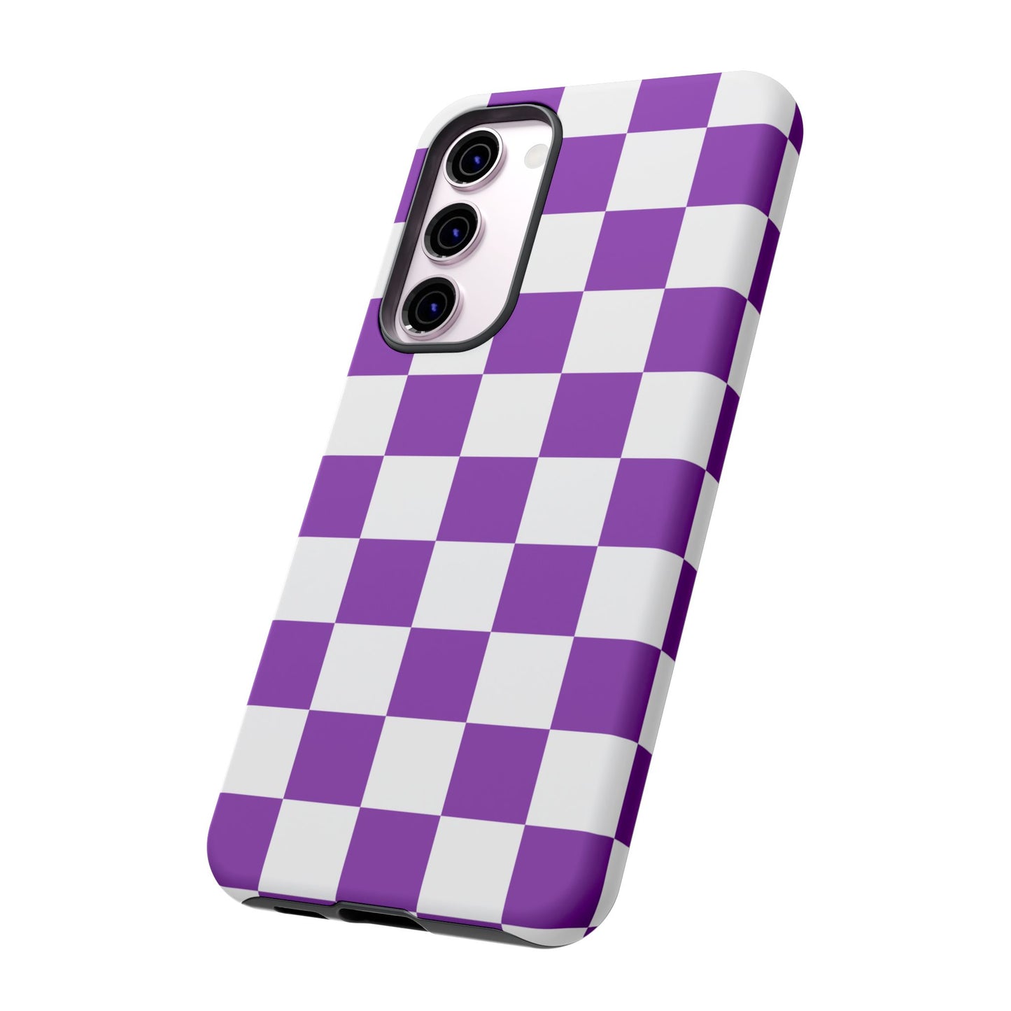 Purple Checkered Phone Case, Samsung Galaxy S25, S25 Plus, S24, S24 Plus, S24 Ultra, S23, S22, S22 Plus, S21 Ultra, S21 FE, S20+
