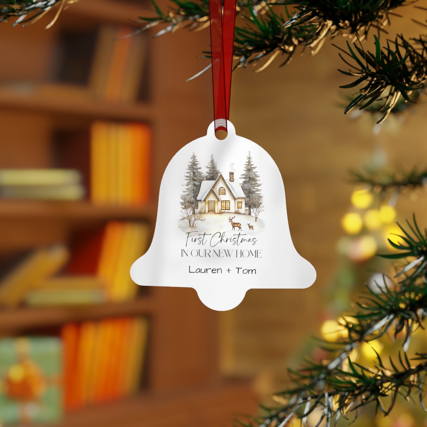 Personalized Christmas Ornaments, First Christmas in Our New Home, Ceramic Christmas Decor, Gift for Couples, Family Keepsake