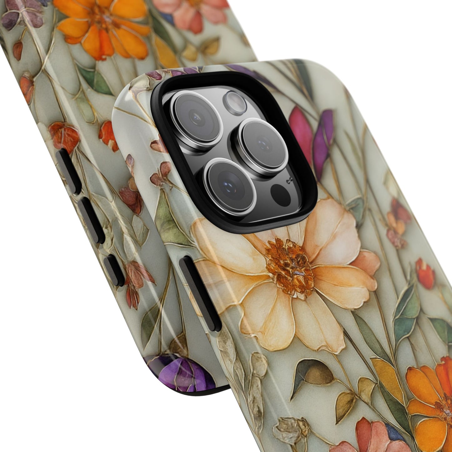 Phone case For iPhone & Samsung, Wildflower Mosaic MagSafe iPhone Case: Botanical Floral Design iPhone