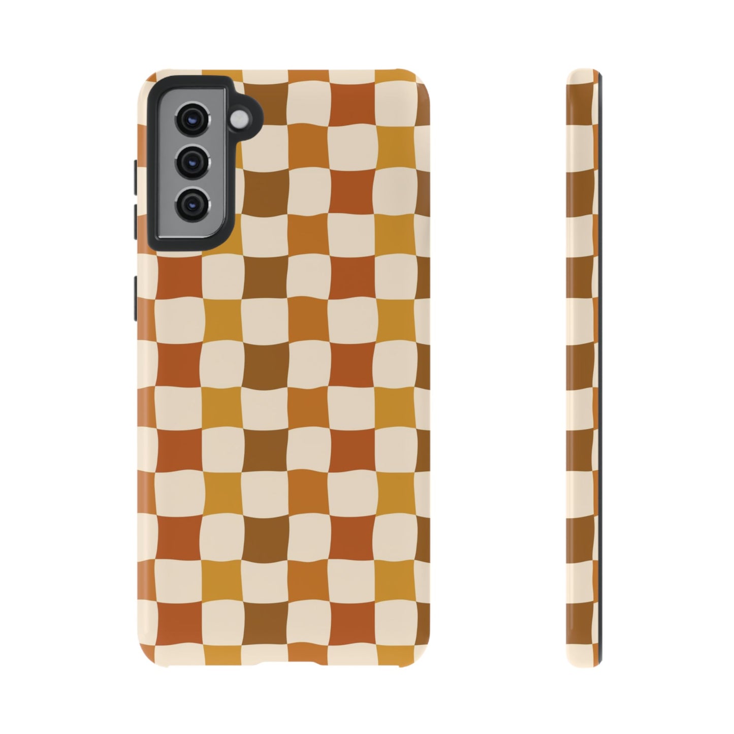 Boho Checked Phone Case, Checkerboard Design, Durable Protection, Phone Cover, Phone case For iPhone and Samsung, Trendy Phone Cover