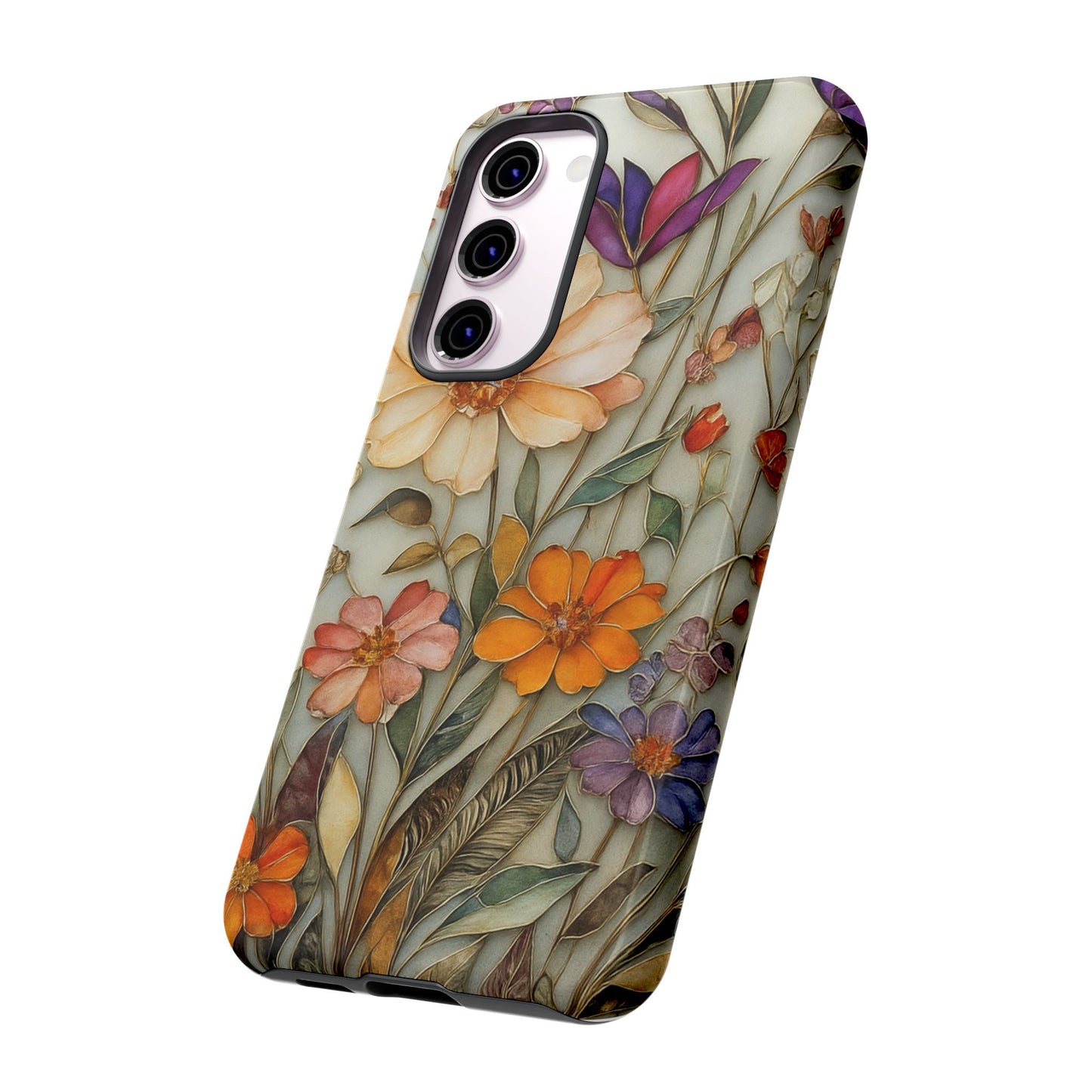 Phone case For iPhone & Samsung, Wildflower Mosaic MagSafe iPhone Case: Botanical Floral Design iPhone