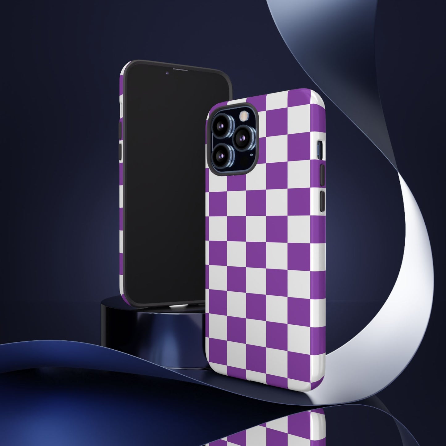 Purple Checkered Phone Case,  iPhone 17 Pro, 17, 16, 15, 14, 13, 12, 11, X, XR, XS MAX, Trendy Gift for Friends, Accessory for Occasions