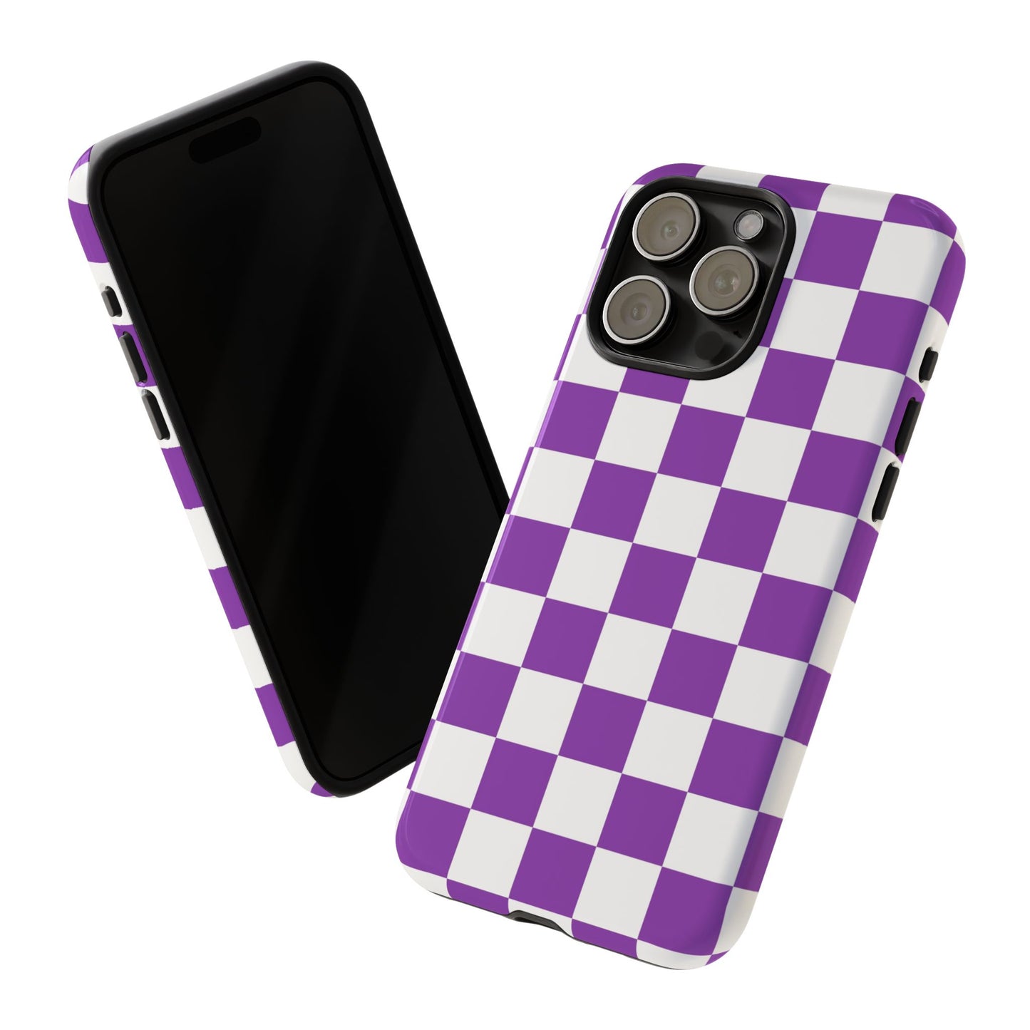 Purple Checkered Phone Case,  iPhone 17 Pro, 17, 16, 15, 14, 13, 12, 11, X, XR, XS MAX, Trendy Gift for Friends, Accessory for Occasions