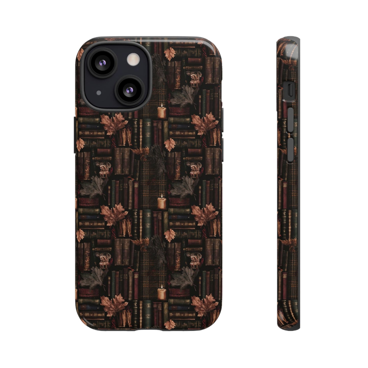 Gothic Phone Case Dark Academia Literary iPhone Samsung Cover with Books & Flowers, Phone case