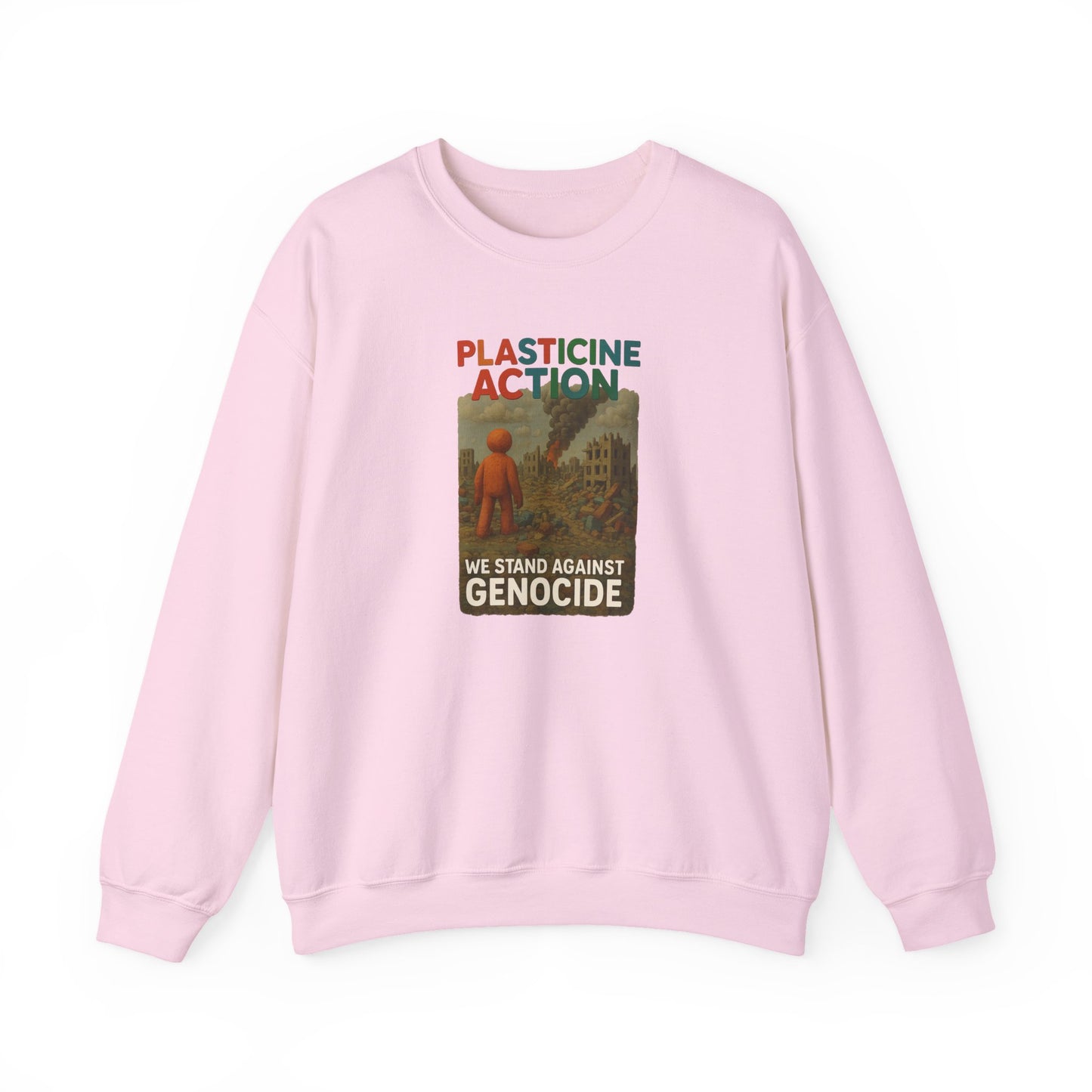 We stand against Genocide Crewneck Sweatshirt, Vintage Style, Sustainability Statement, Unisex Gift, Ethical Fashion, Activism Apparel