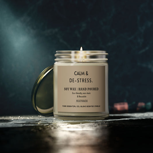 Calm And De Stress Soy Wax Candle, Candle Gift, Hand Poured Candle, Scented Candles, Coconut Apricot Wax (4oz, 9oz)
