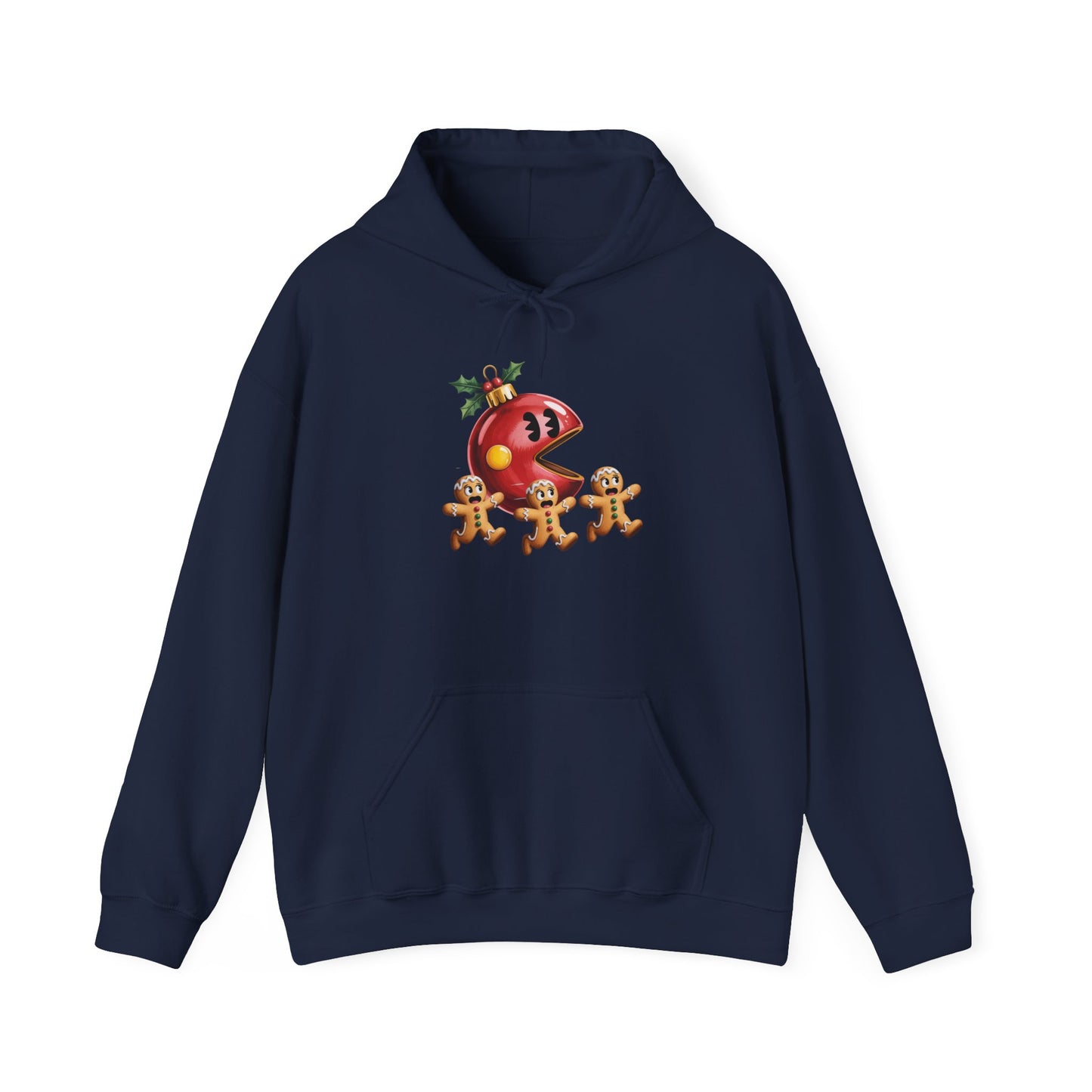 Playful Holiday Hoodie with Gingerbread Design, Cozy Christmas Sweatshirt for Family Gatherings, Fun Winter Apparel, Gift for her
