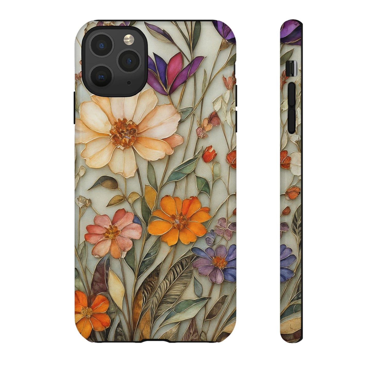 Phone case For iPhone & Samsung, Wildflower Mosaic MagSafe iPhone Case: Botanical Floral Design iPhone