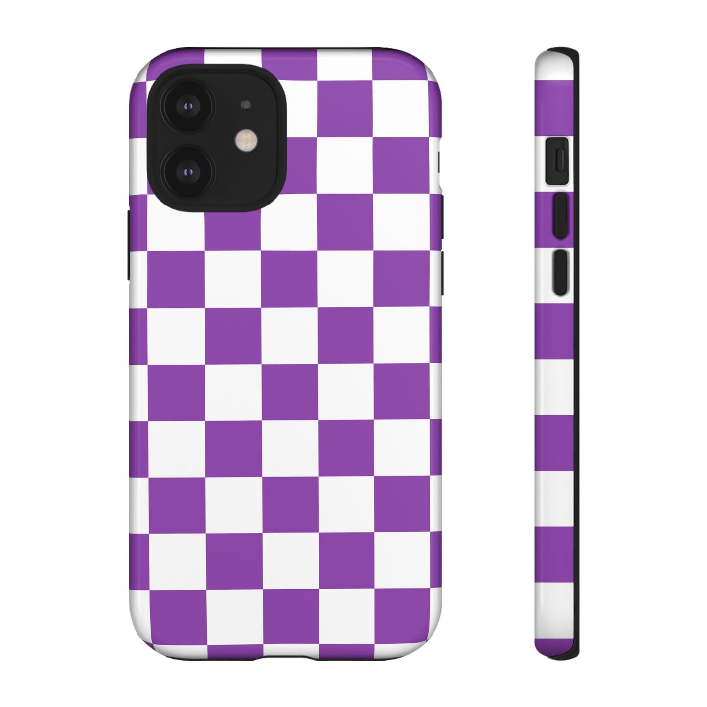 Purple Checkered Phone Case,  iPhone 17 Pro, 17, 16, 15, 14, 13, 12, 11, X, XR, XS MAX, Trendy Gift for Friends, Accessory for Occasions