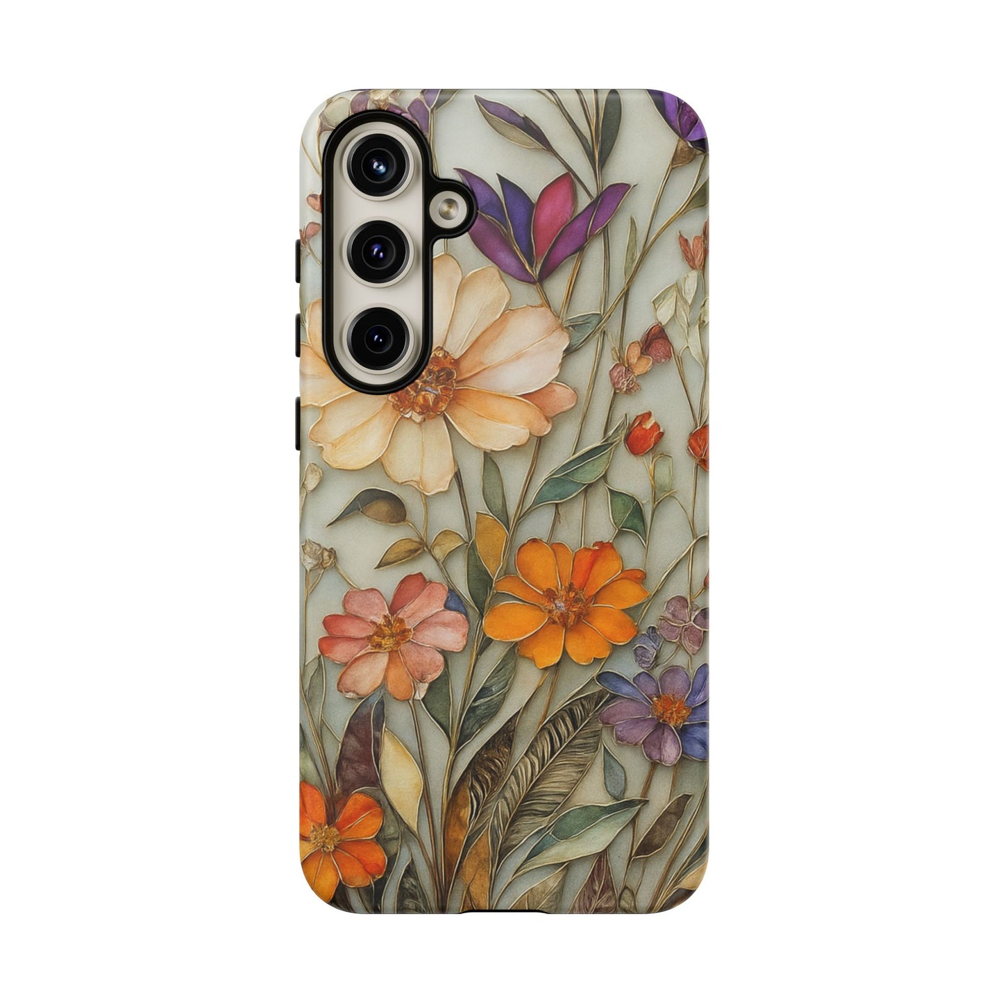 Phone case For iPhone & Samsung, Wildflower Mosaic MagSafe iPhone Case: Botanical Floral Design iPhone