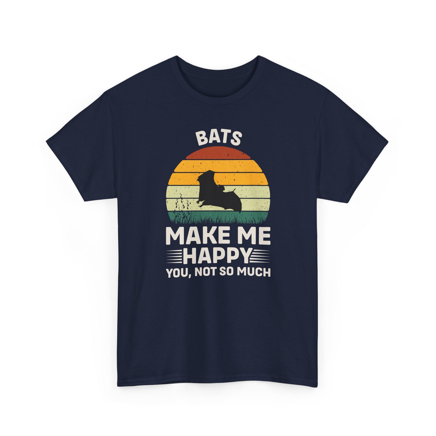 Bats Make Me Happy Unisex Heavy Cotton Tee, Funny Graphic Tee, Lovers Gift, Halloween Apparel, Everyday Casual Wear, Nature