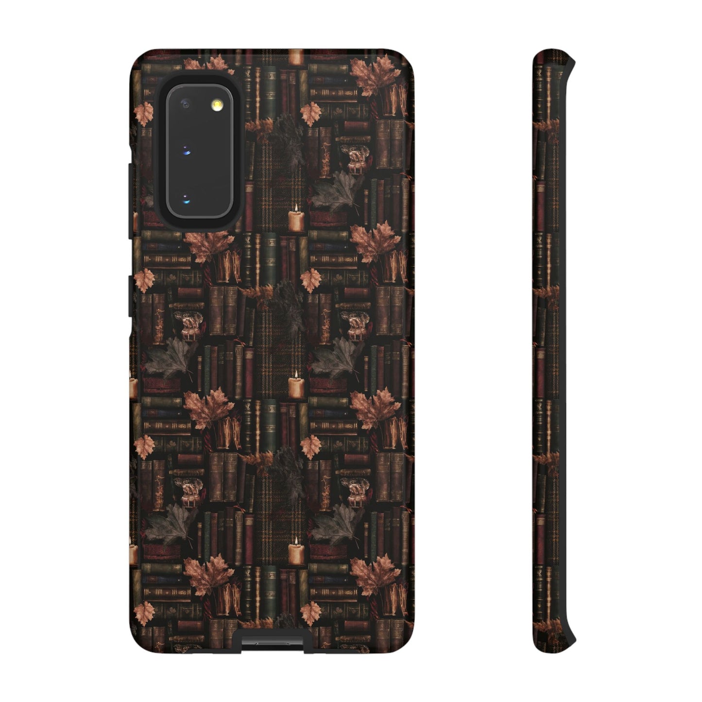 Gothic Phone Case Dark Academia Literary iPhone Samsung Cover with Books & Flowers, Phone case