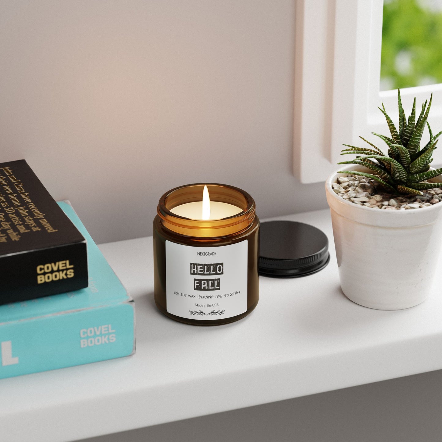 Cozy Hello Fall Scented Soy Candle, Hello Fall, Perfect for Autumn Decor, Home Fragrance, Gift for Her, Seasonal Celebration, Relaxation