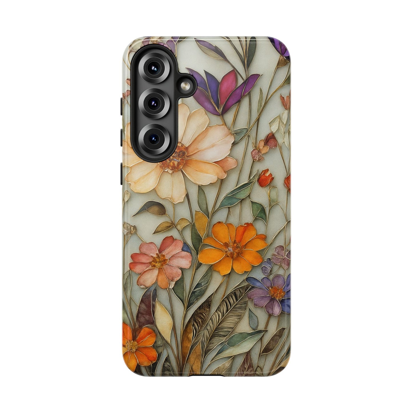 Phone case For iPhone & Samsung, Wildflower Mosaic MagSafe iPhone Case: Botanical Floral Design iPhone