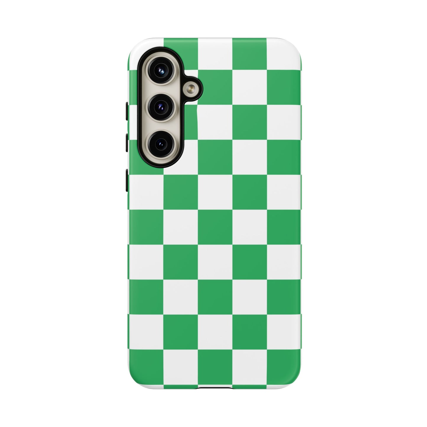 Green Checkered Phone Case, Phone Cases Samsung Galaxy S25, S25 Plus, S24, S24 Plus, S24 Ultra, S23, S22, S22 Plus, S21 Ultra, S21 FE, S20+