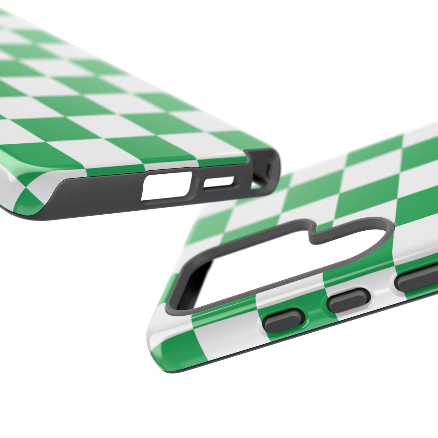 Green Checkered Phone Case, Phone Cases Samsung Galaxy S25, S25 Plus, S24, S24 Plus, S24 Ultra, S23, S22, S22 Plus, S21 Ultra, S21 FE, S20+