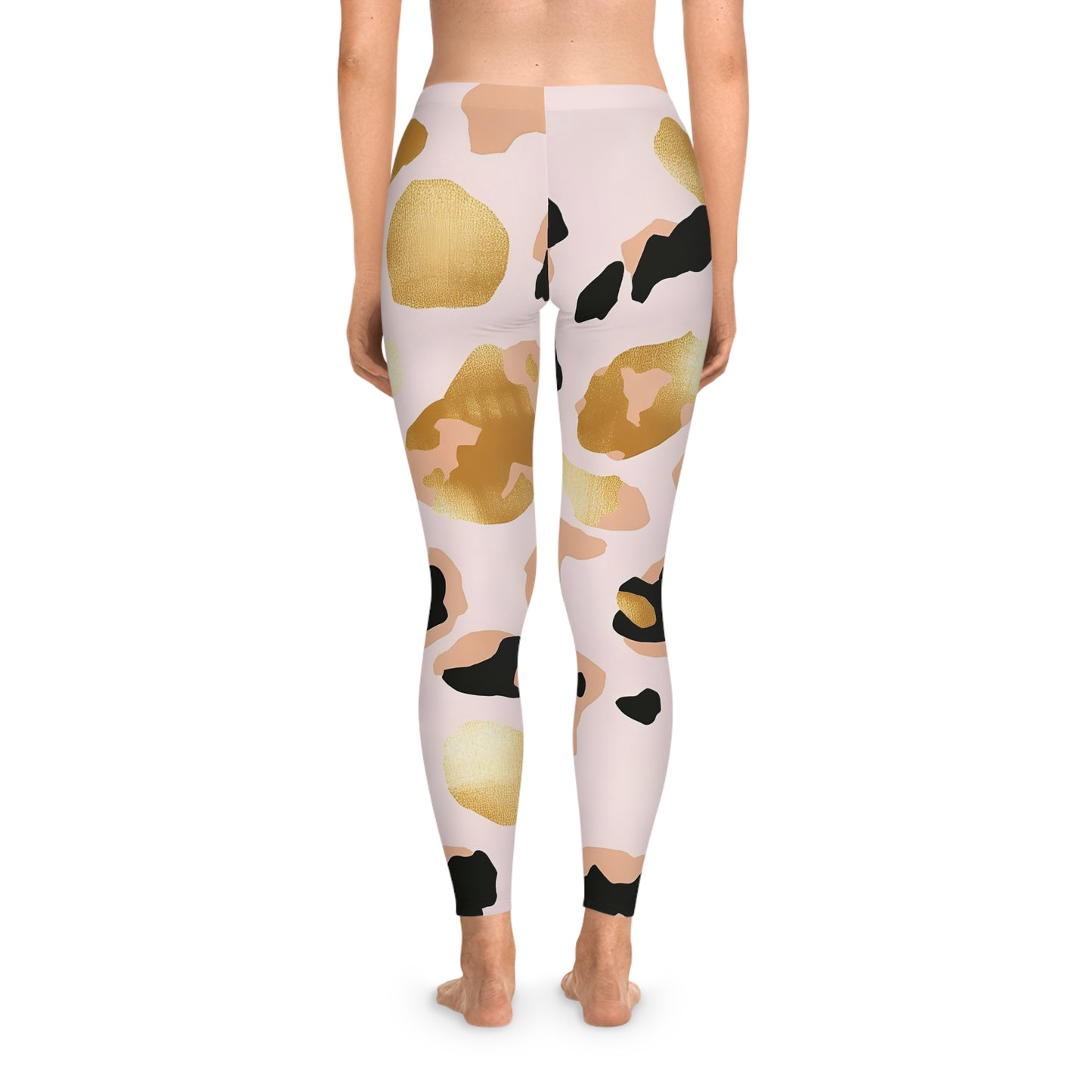 Chic Stretchy Leggings, Pink Gold Cheetah Print, Fashionable Activewear, Gym Leggings, Stylish Loungewear, Unique Gift for Her