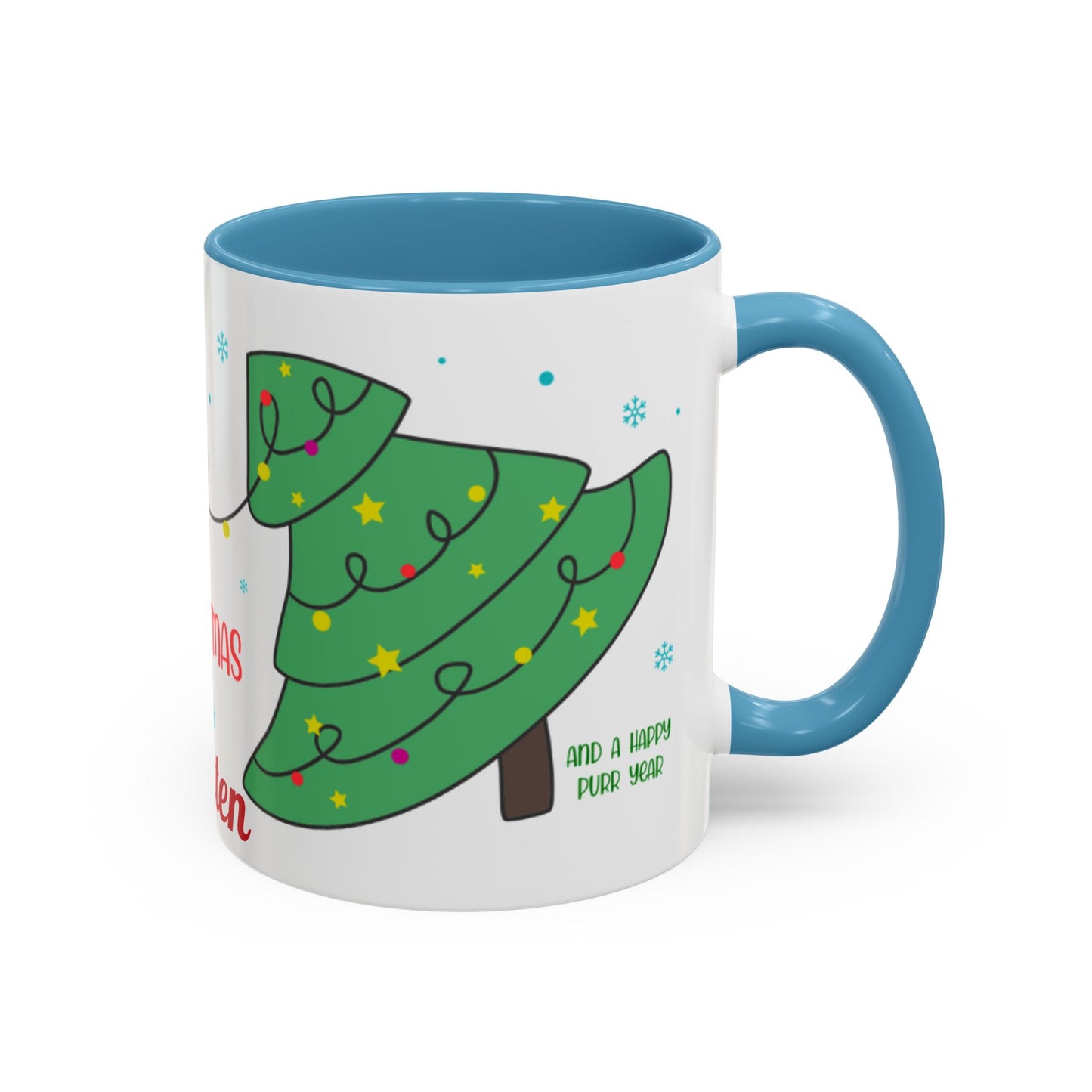 Personalized Meowy Christmas Accent Mug, Funny Holiday Coffee Cup, Cat Lover Gift, Festive Drinkware, Christmas Decor, Personalized Mug