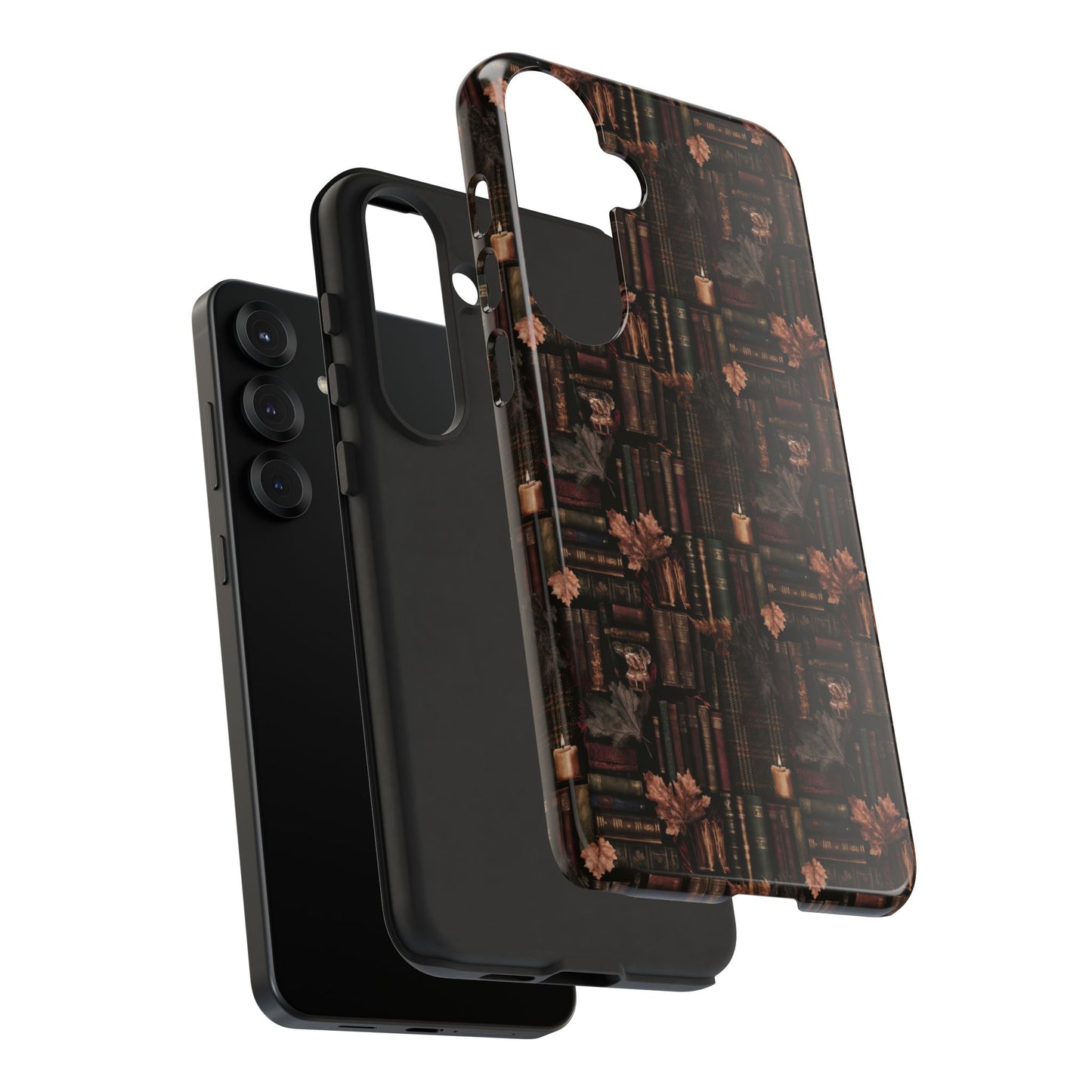 Gothic Phone Case Dark Academia Literary iPhone Samsung Cover with Books & Flowers, Phone case