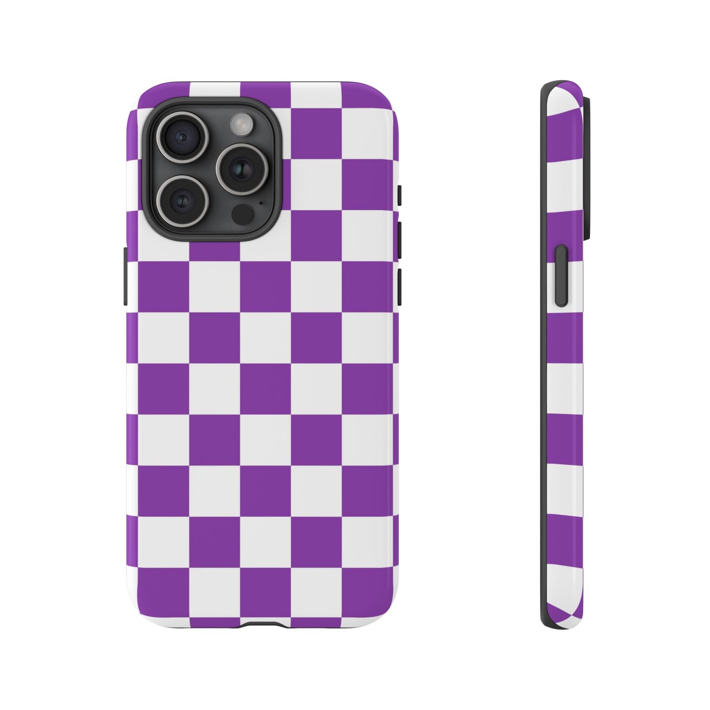 Purple Checkered Phone Case,  iPhone 17 Pro, 17, 16, 15, 14, 13, 12, 11, X, XR, XS MAX, Trendy Gift for Friends, Accessory for Occasions