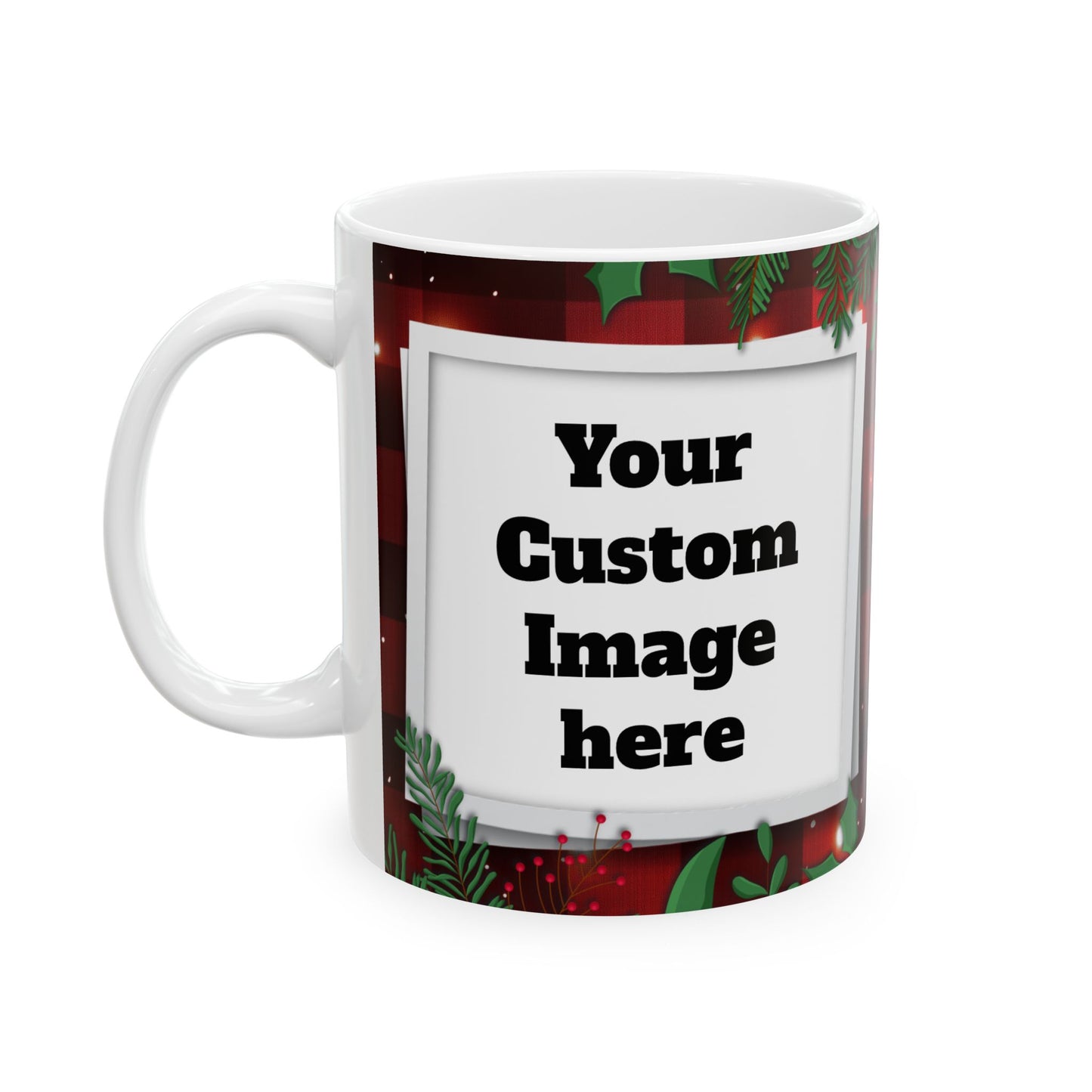 Christmas Plaid Ceramic Mug, Holiday Gift, Coffee Cup, Family Mug, Cozy Home Decor, Winter Warmth, Christmas Day Gift