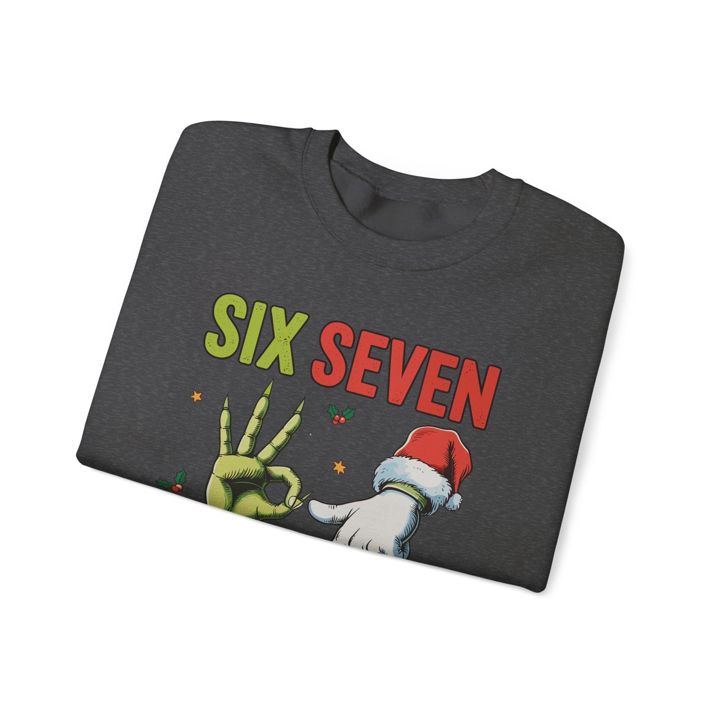 Funny Six Seven Christmas Sweatshirt | Santa Hands Holiday Crewneck | Cozy Pink Christmas Sweater for Men Women | Festive Holiday Gift