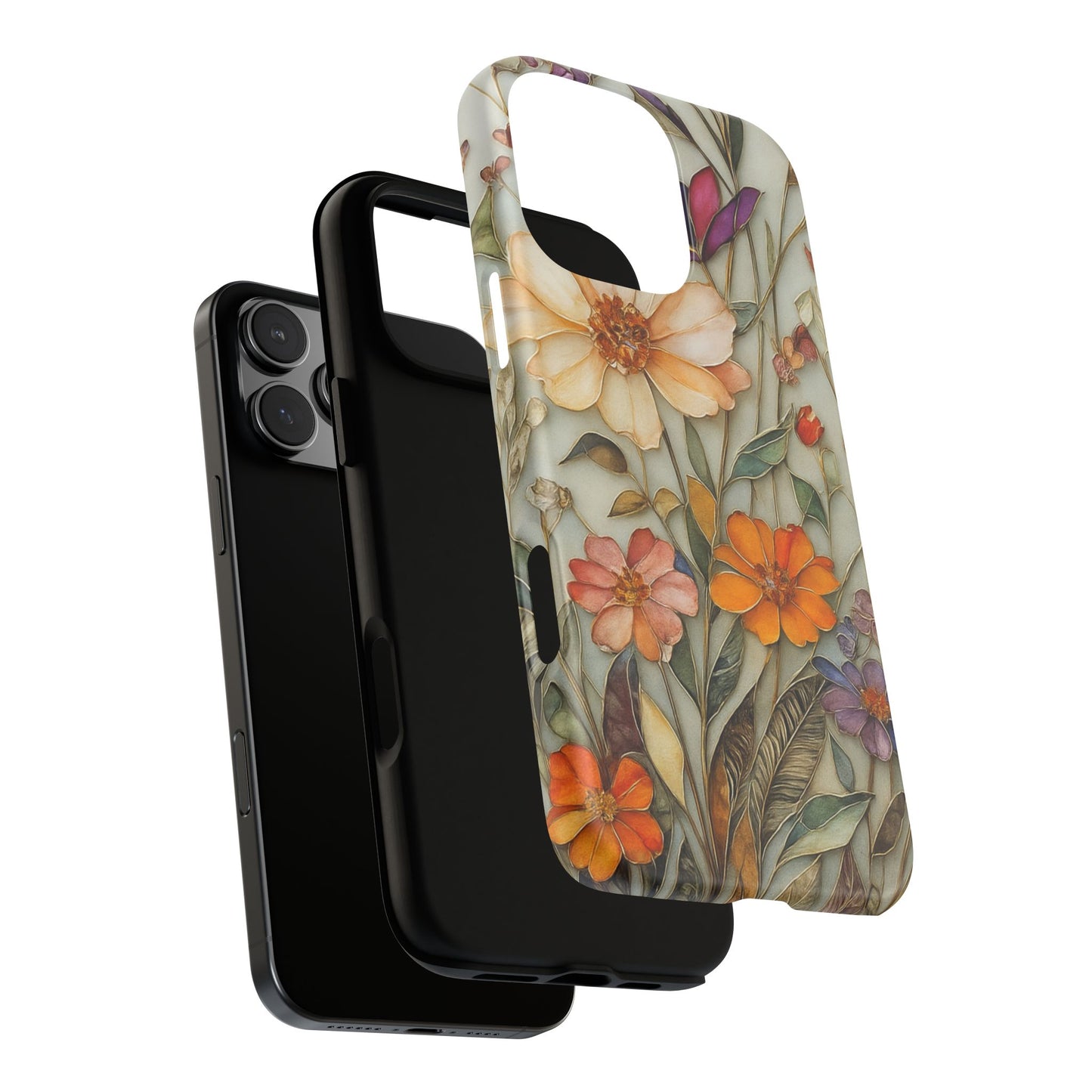Phone case For iPhone & Samsung, Wildflower Mosaic MagSafe iPhone Case: Botanical Floral Design iPhone