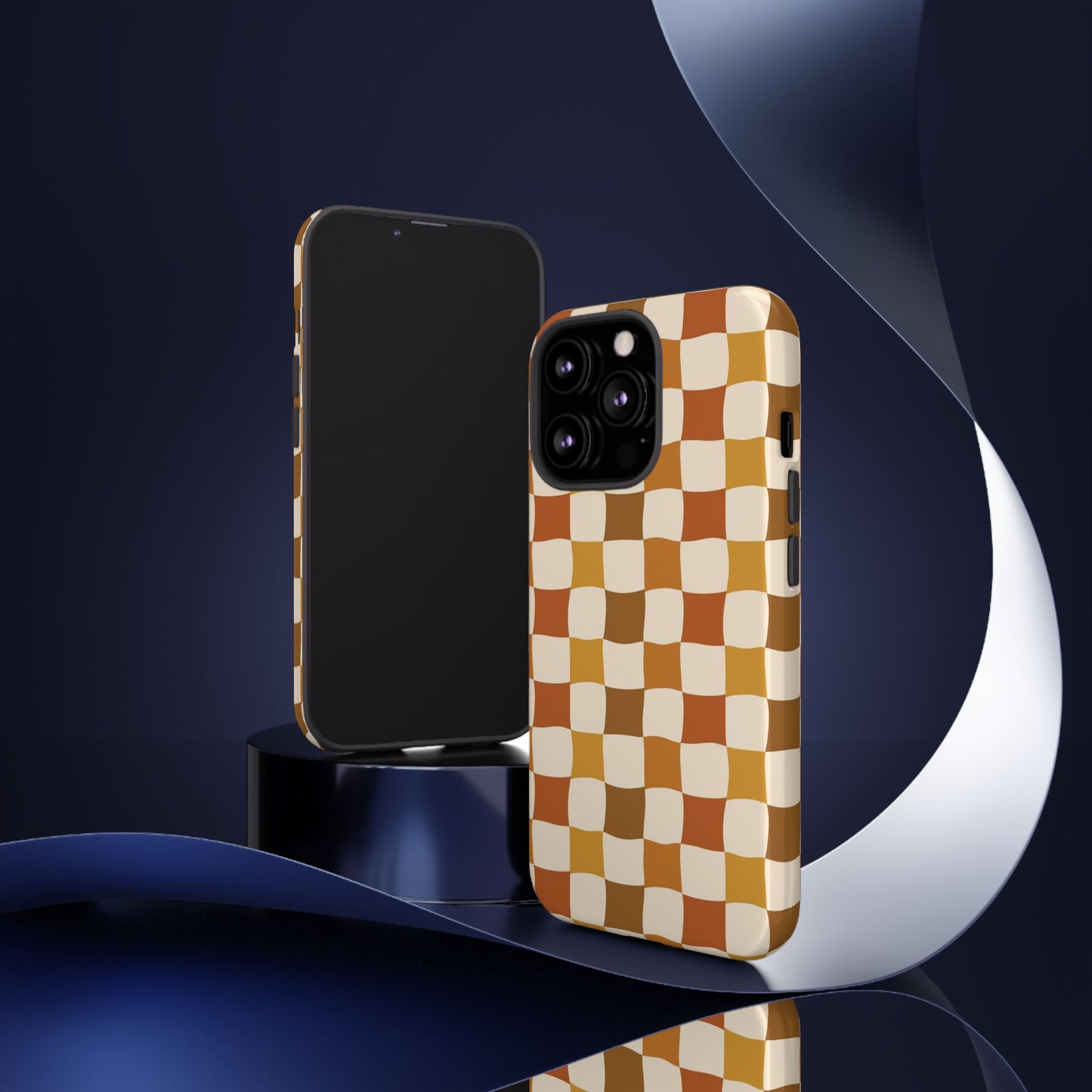 Boho Checked Phone Case, Checkerboard Design, Durable Protection, Phone Cover, Phone case For iPhone and Samsung, Trendy Phone Cover