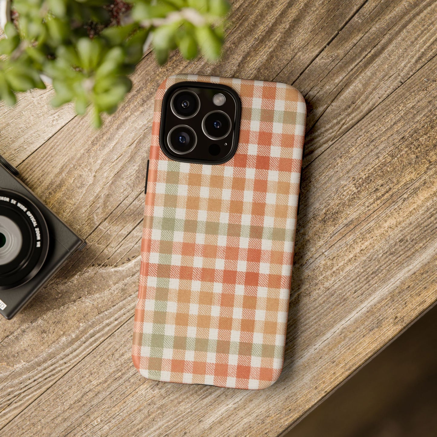 Boho Checkered Phone Case | Neutral Aesthetic Plaid Case | Retro Minimalist Check Design | iPhone Cover | Samsung Cover
