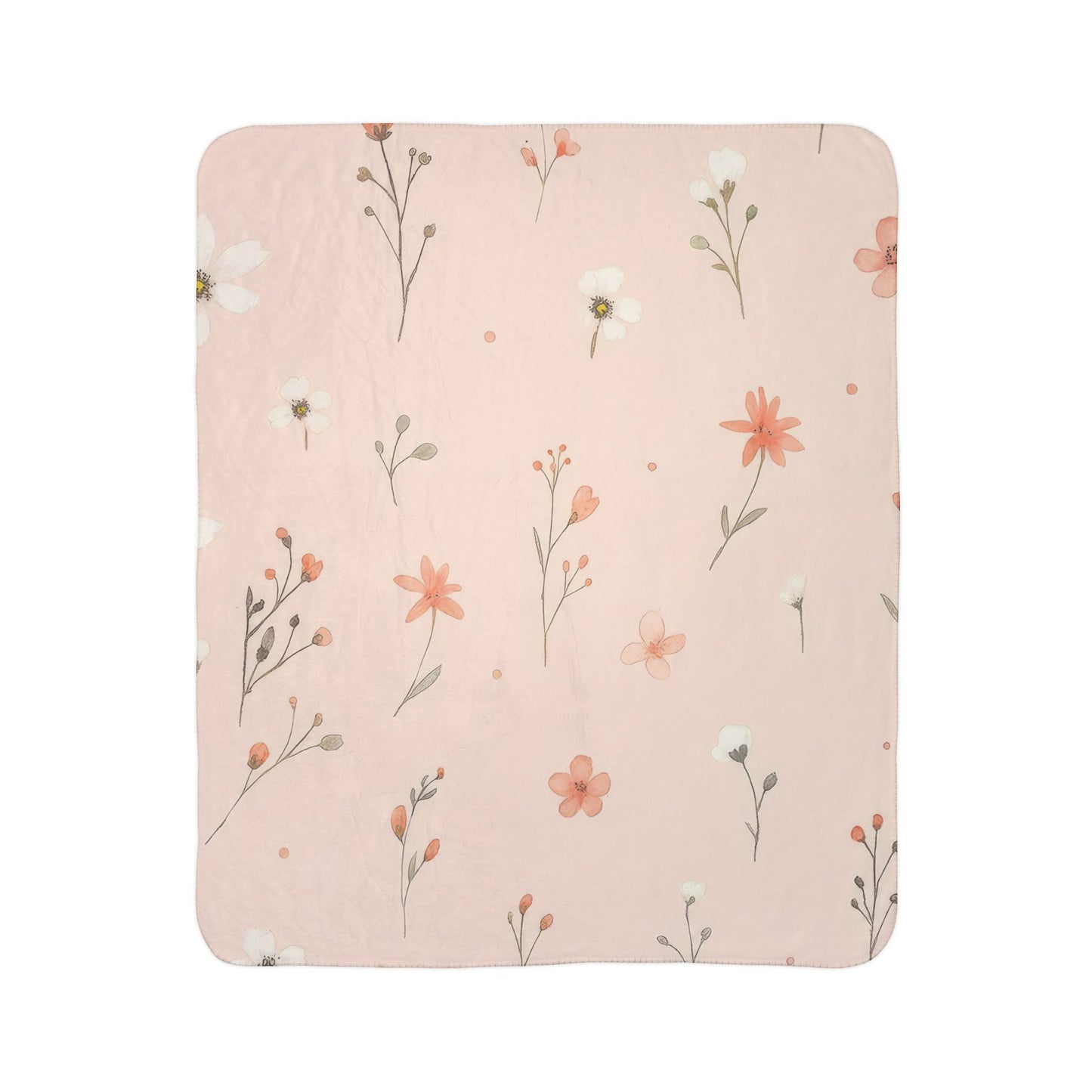 Floral Sherpa Blanket, Cozy Home Throw, Gift for Her, Indoor Comfort Blanket, Mother's Day Gift, Living Room Decor, Fleece Blanket