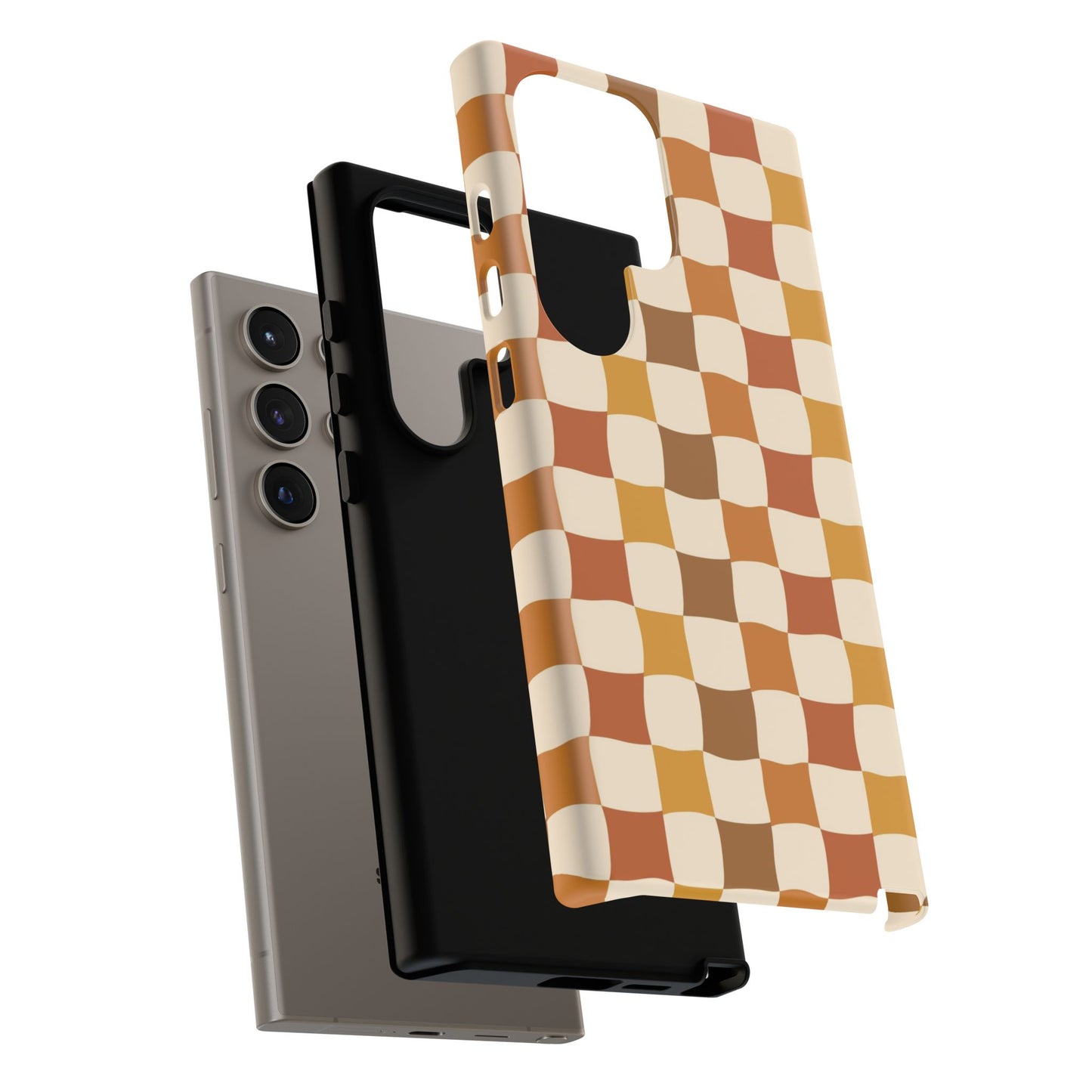 Boho Checked Phone Case, Checkerboard Design, Durable Protection, Phone Cover, Phone case For iPhone and Samsung, Trendy Phone Cover
