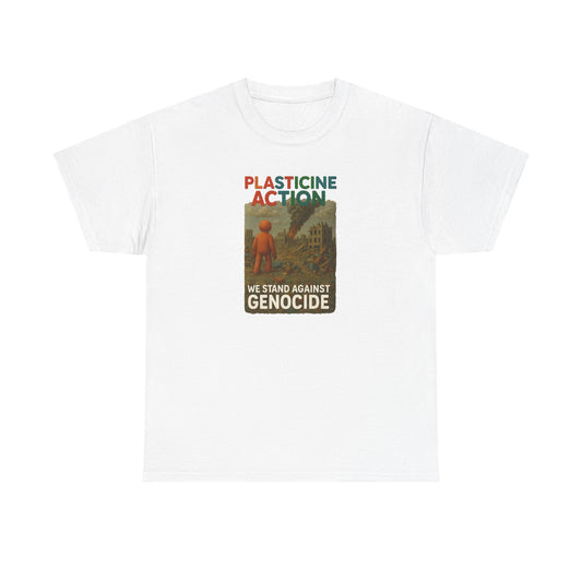 Plasticine Action Heavy Cotton Tee, Stand Against Genocide, Activist Wear, Social Justice Shirt, Awareness Tee, Thought Provoking Apparel
