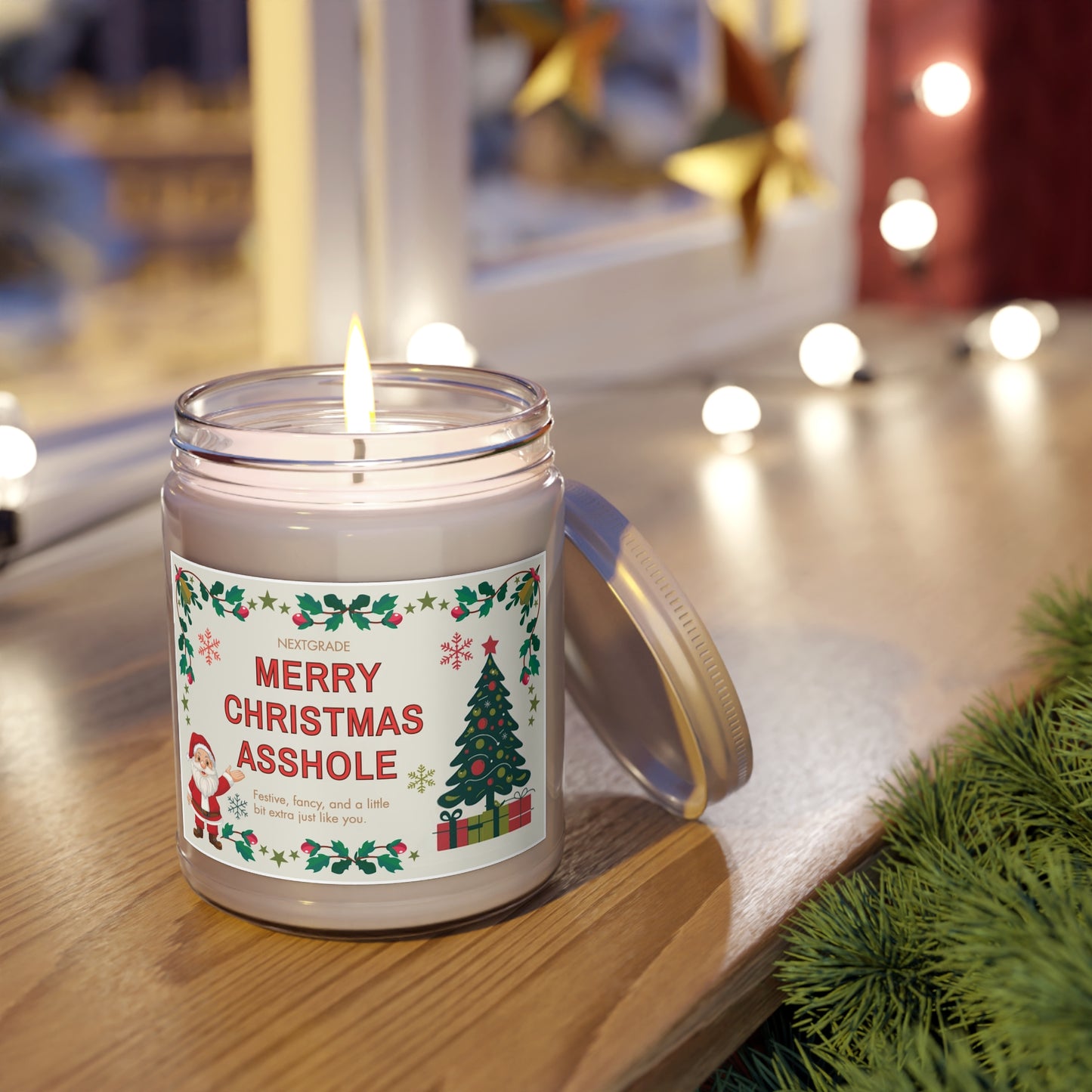 Merry Christmas Asshole Candle, Funny Holiday Gift for Friends or Coworkers | Hand-Poured Soy Candle | 8 Scents | Hilarious Christmas Gift