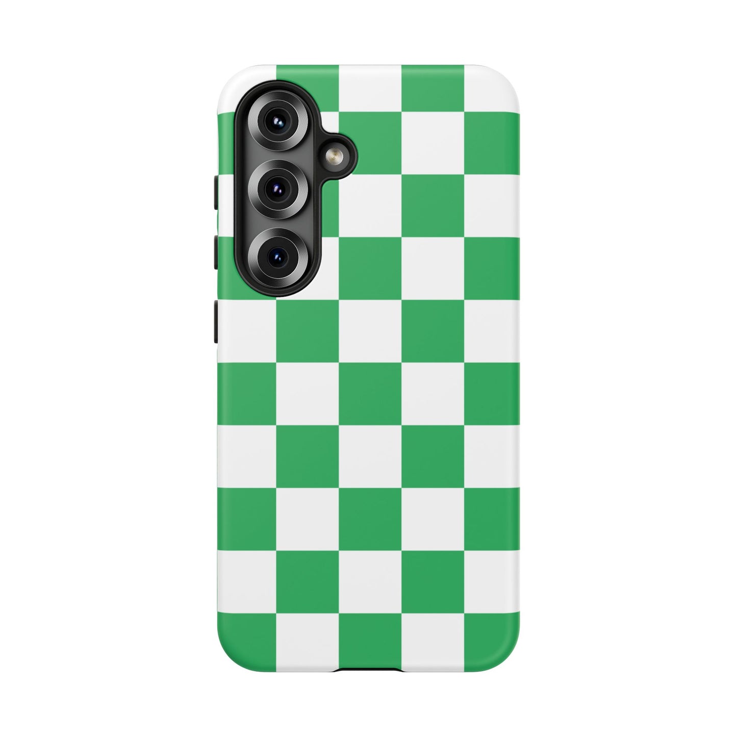 Green Checkered Phone Case, Phone Cases Samsung Galaxy S25, S25 Plus, S24, S24 Plus, S24 Ultra, S23, S22, S22 Plus, S21 Ultra, S21 FE, S20+