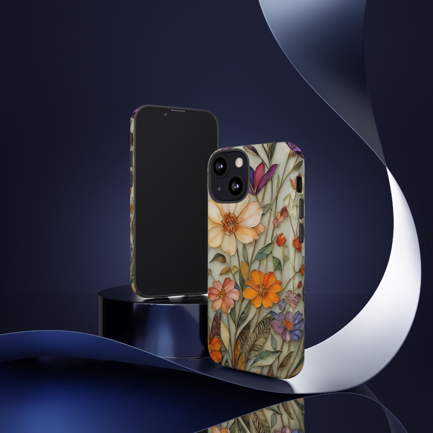 Phone case For iPhone & Samsung, Wildflower Mosaic MagSafe iPhone Case: Botanical Floral Design iPhone