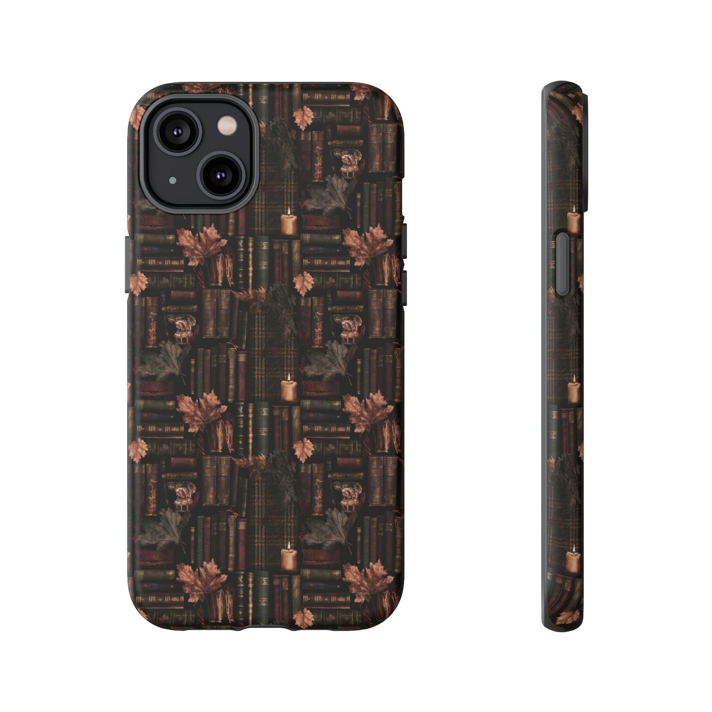 Gothic Phone Case Dark Academia Literary iPhone Samsung Cover with Books & Flowers, Phone case