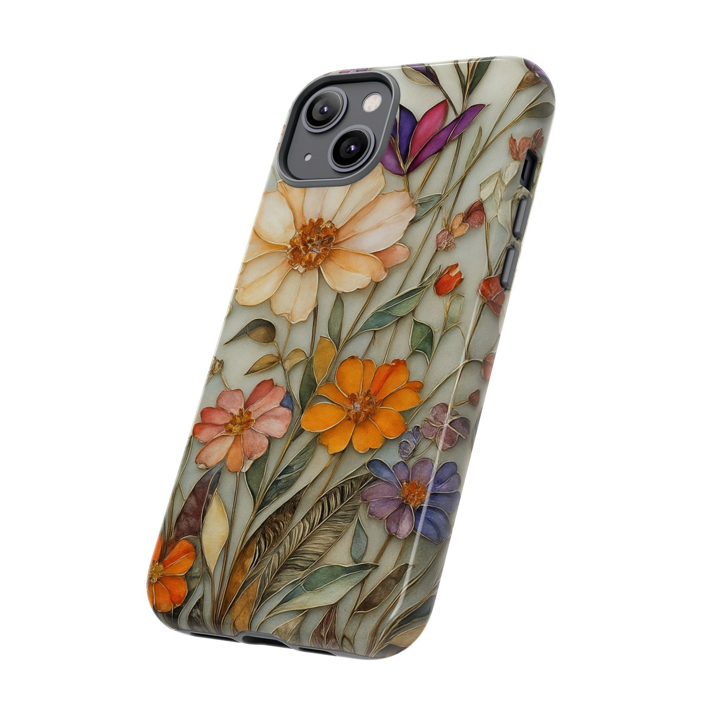Phone case For iPhone & Samsung, Wildflower Mosaic MagSafe iPhone Case: Botanical Floral Design iPhone