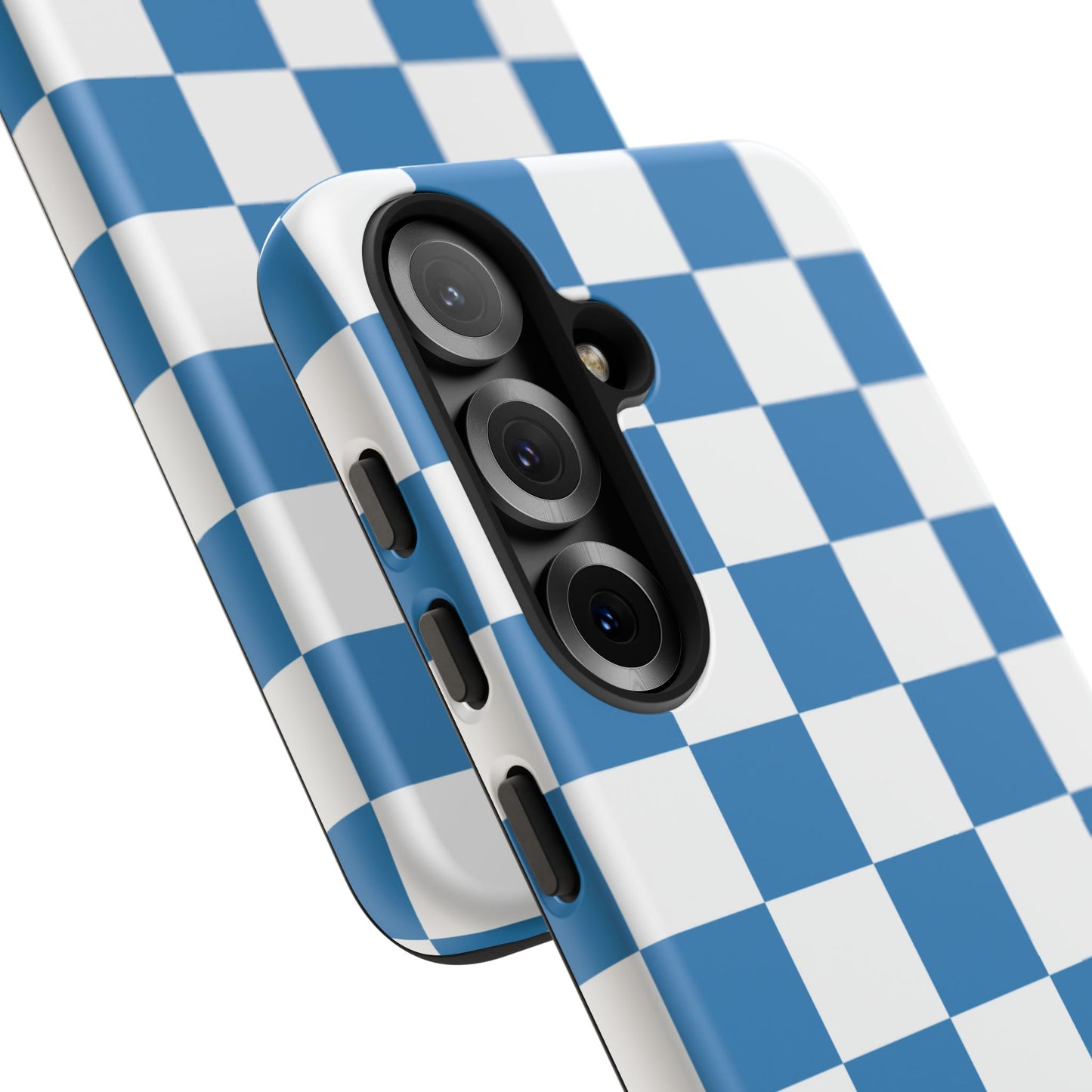 Blue Checkerboard Phone Case, Samsung Galaxy S25, S25 Plus, S24, S24 Plus, S24 Ultra, S23, S22, S22 Plus, S21 Ultra, S21 FE, S20+